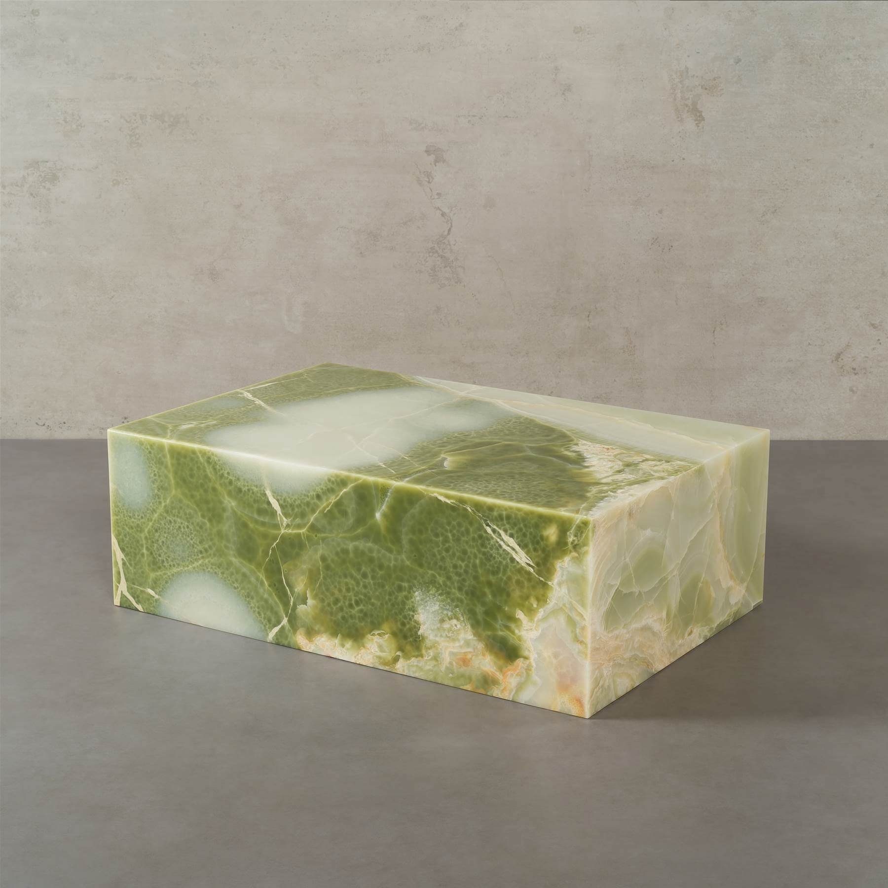 MAGNA Atelier Couchtisch ASPEN mit ECHTEM MARMOR, Ablagetisch Beistelltisch eckig, echter Marmor Tisch, 90x60x30cm Onyx Green