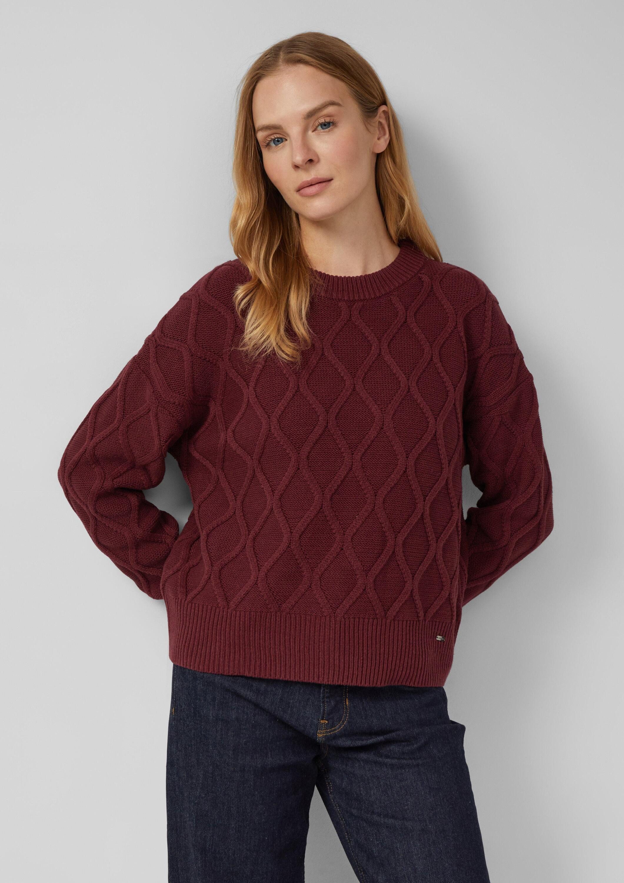 s.Oliver Longpullover Strickpullover Pullover im Relaxed Fit mit Zopfmuster günstig online kaufen