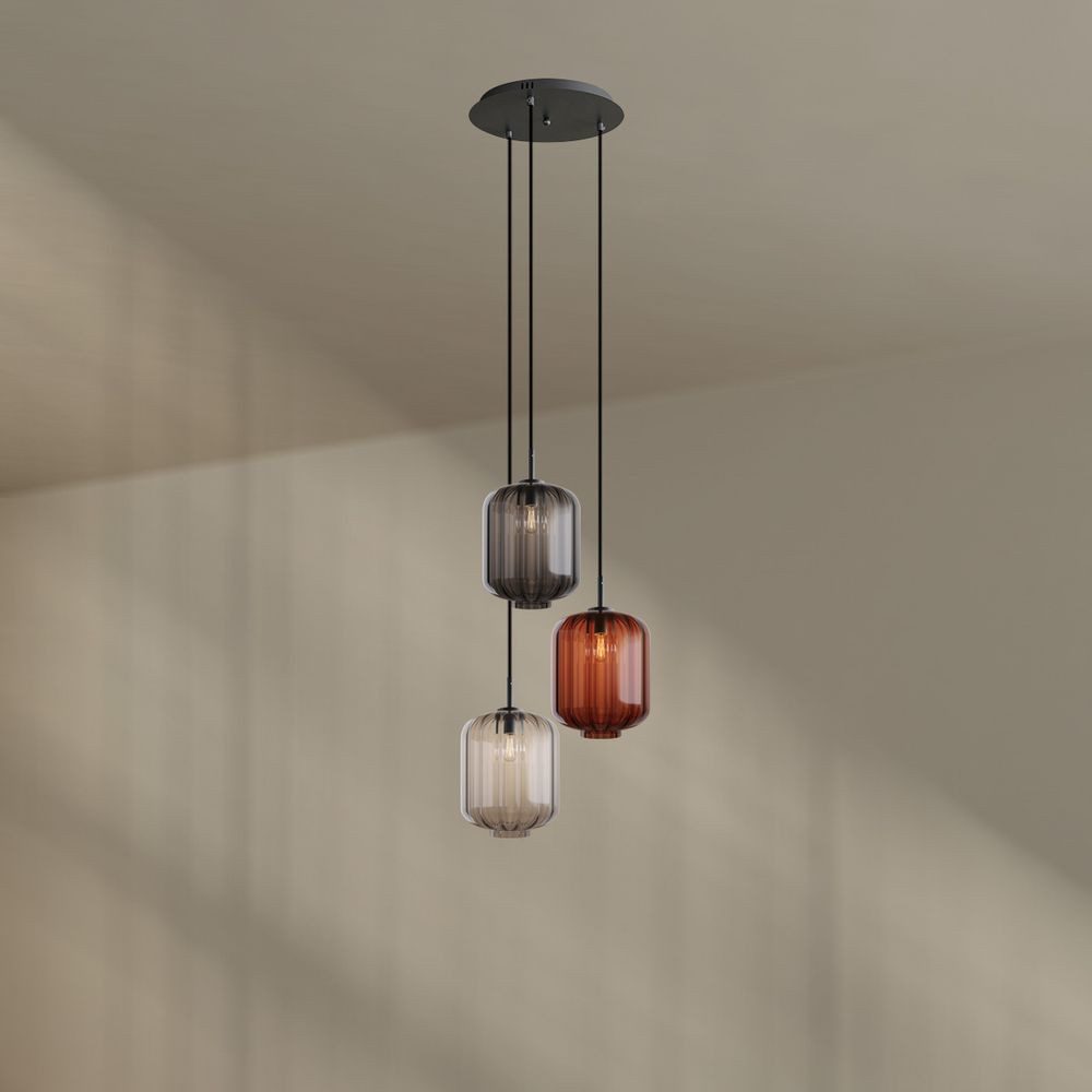 s.luce Pendelleuchte Velo Galerieleuchte 3-flg Ø 40cm Baldachin Ø 25cm Mehrfarbig