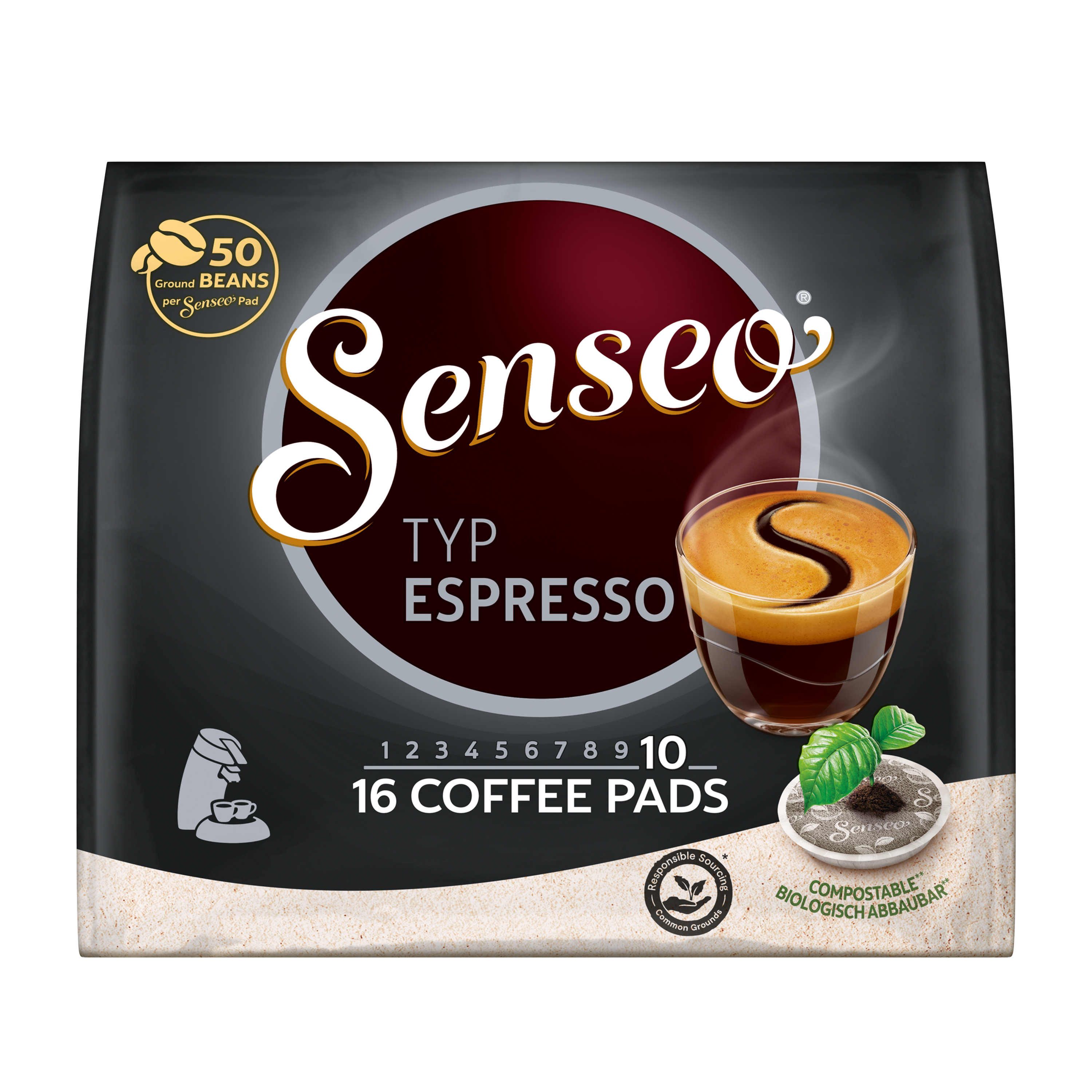 Senseo Kaffee Pads Typ Espresso Senseopads kräftig 10x 16 Kaffeepads, (Packung, 10er Pack)