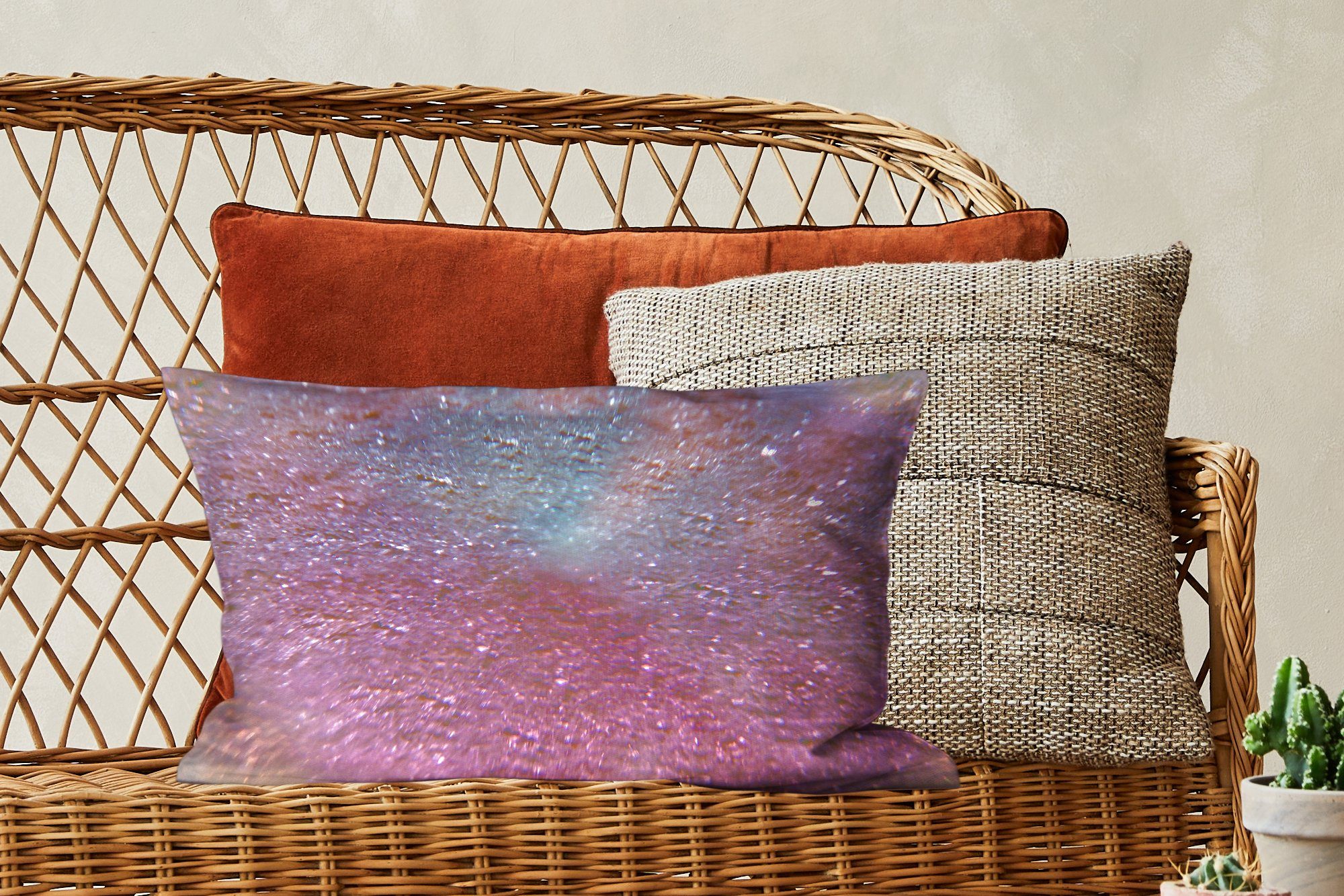 Zierkissen, Abstrakt Schlafzimmer - - Dekokissen Füllung, Design Dekoration, Glitzer - MuchoWow Rosa Blau, - Dekokissen Wohzimmer mit