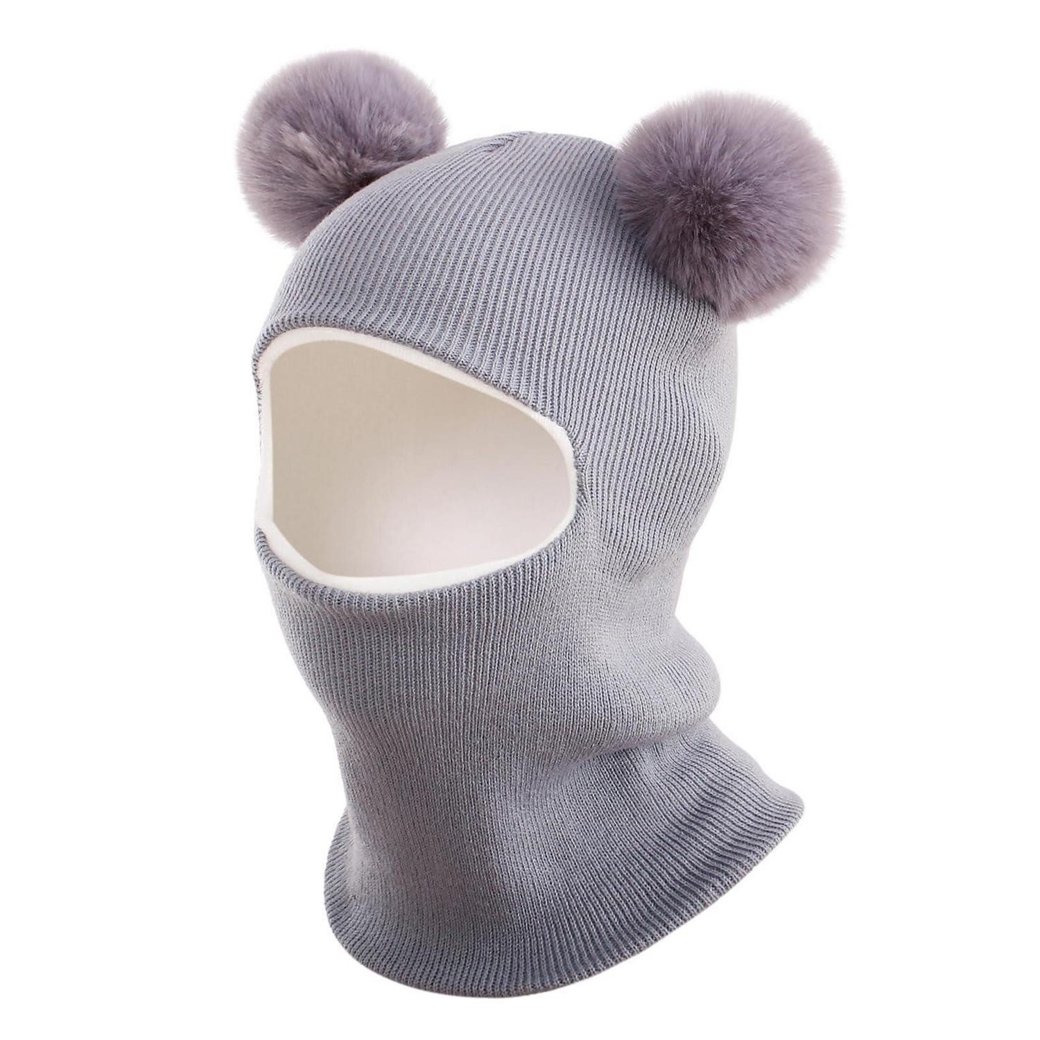 LuxusKollektion Sturmhaube Wintermütze Baby Kinder Sturmhaube Schlupfmütze Dicker Hellgrau