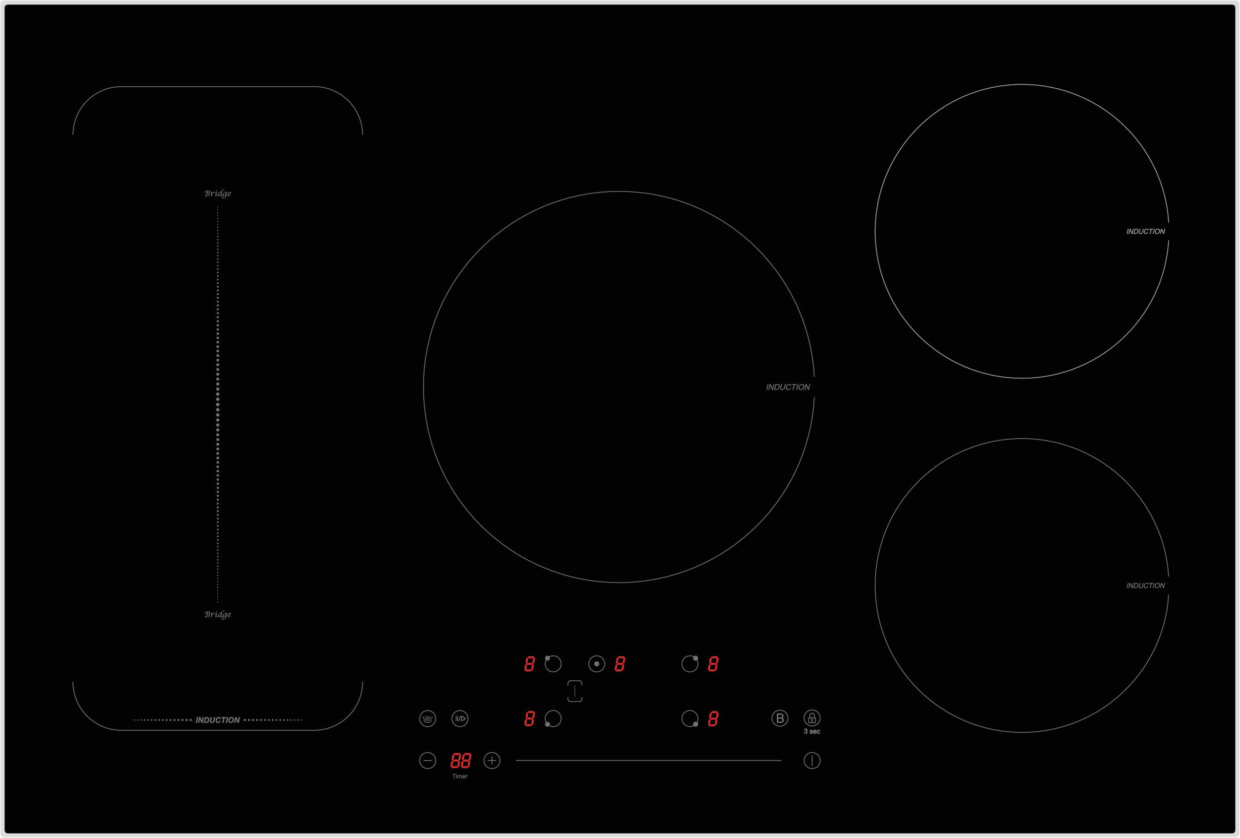 PKM Induktions-Kochfeld PKM IN5-FZF, Booster Funktion, Kindersicherung, Timer