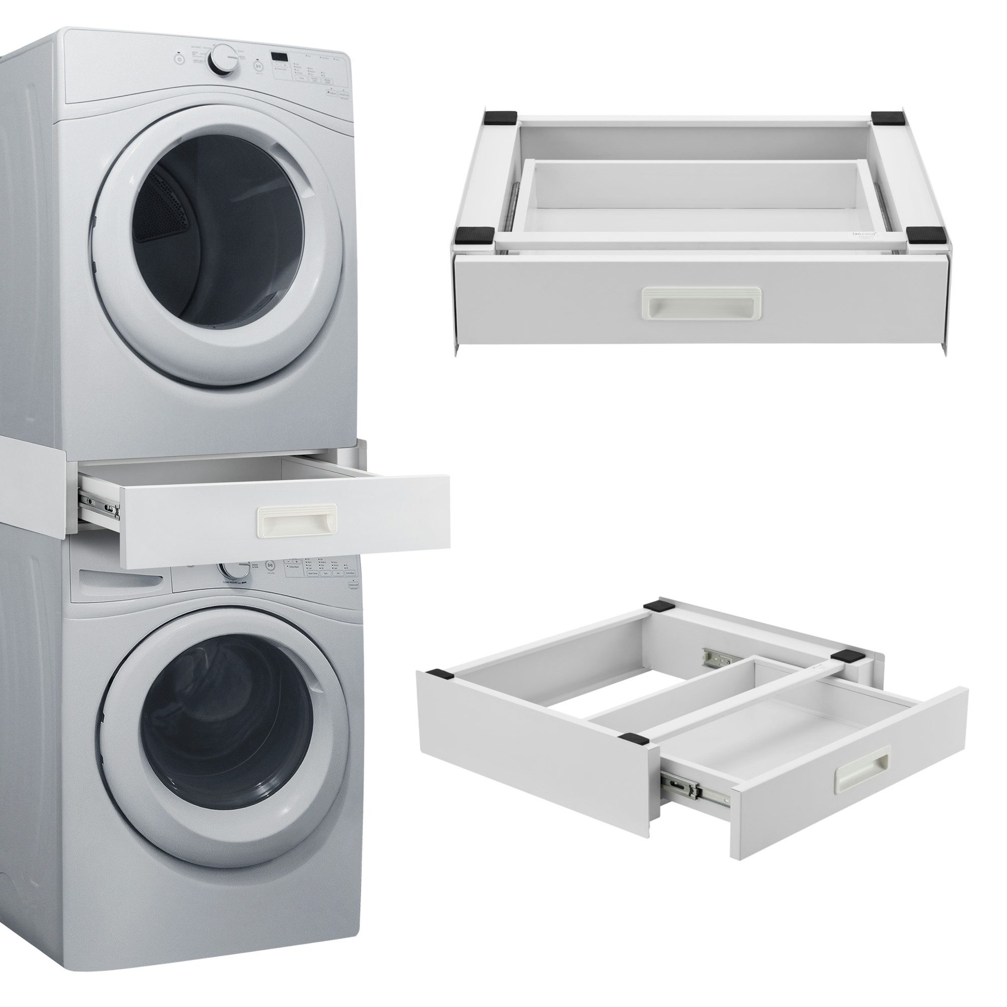 en.casa Zwischenbaurahmen, »Buxton« für Waschmaschine/Trockner mit Schublade Weiß