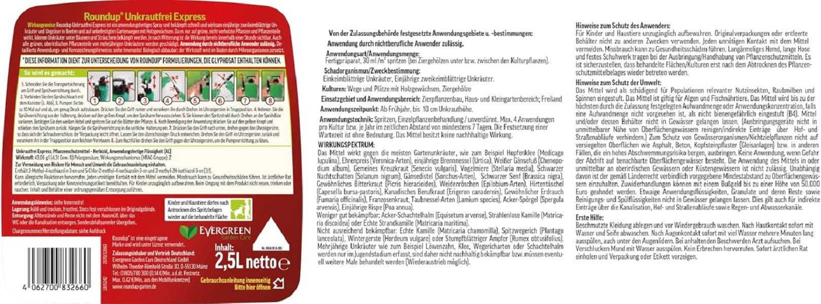 Thumbnail - ROUNDUP Unkrautbekämpfungsmittel Roundup Express Unkrautfrei Drucksprüher 2,5L Anwendungsfertig