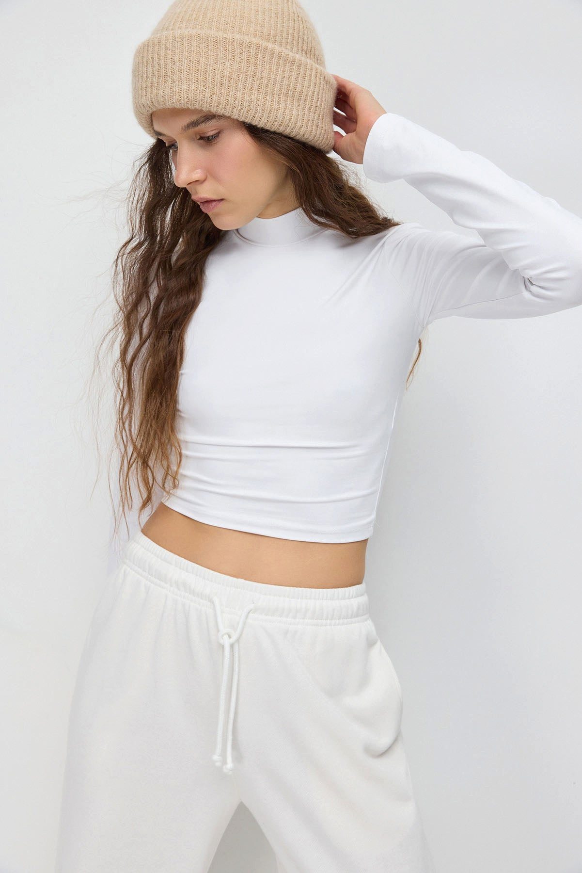 Blusentop Basic-Bluse mit langen Ärmeln