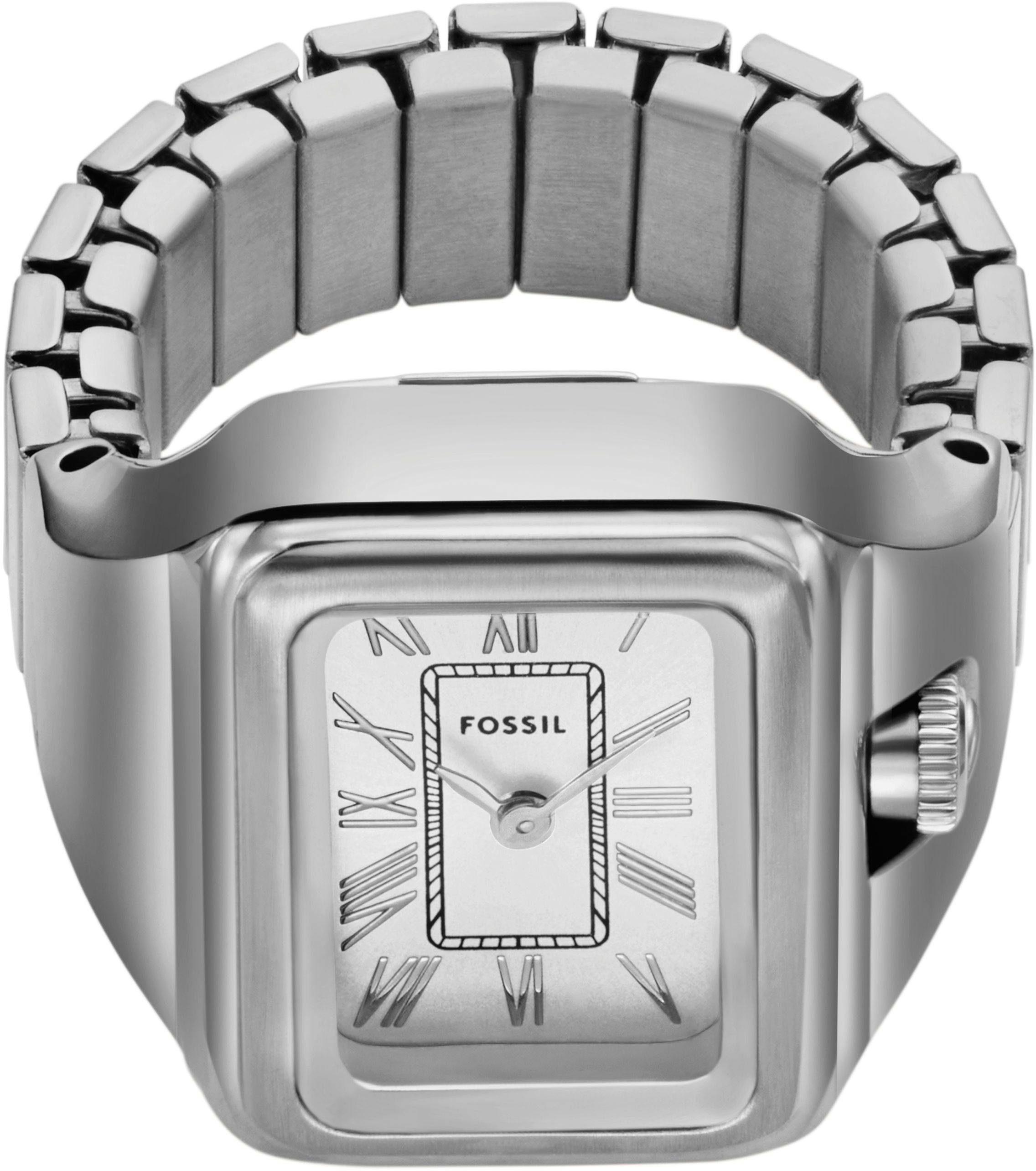 Fossil Quarzuhr RAQUEL WATCH RING ES5344, Quarzuhr, Damenuhr, analog, Edelstahl, Flexband, Zugband