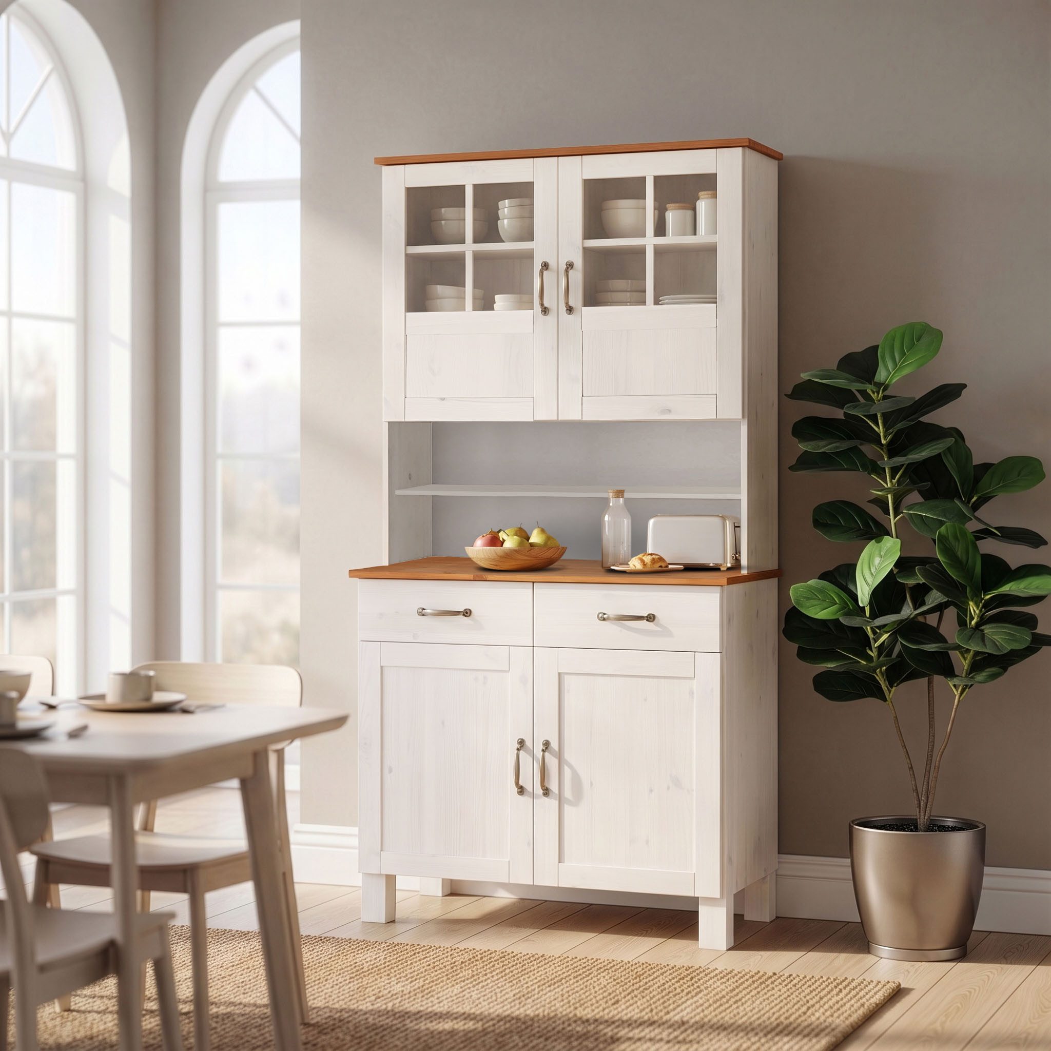 Home affaire Küchenbuffet Alby Breite 85 cm, 2 Glastüren