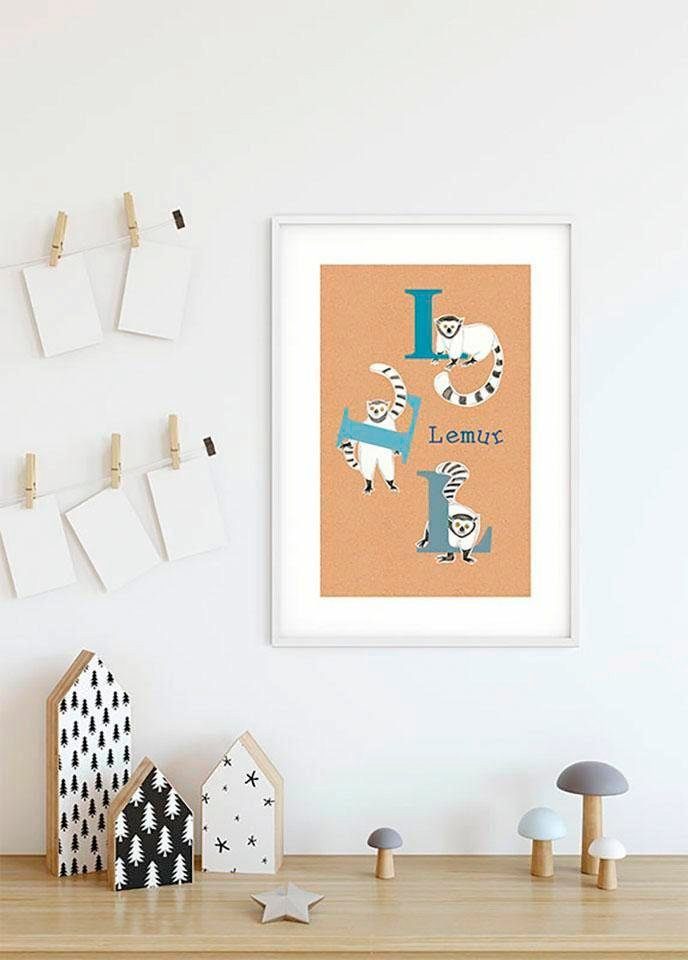 Komar Poster ABC St), Wohnzimmer (1 Kinderzimmer, Animal Buchstaben L, Schlafzimmer