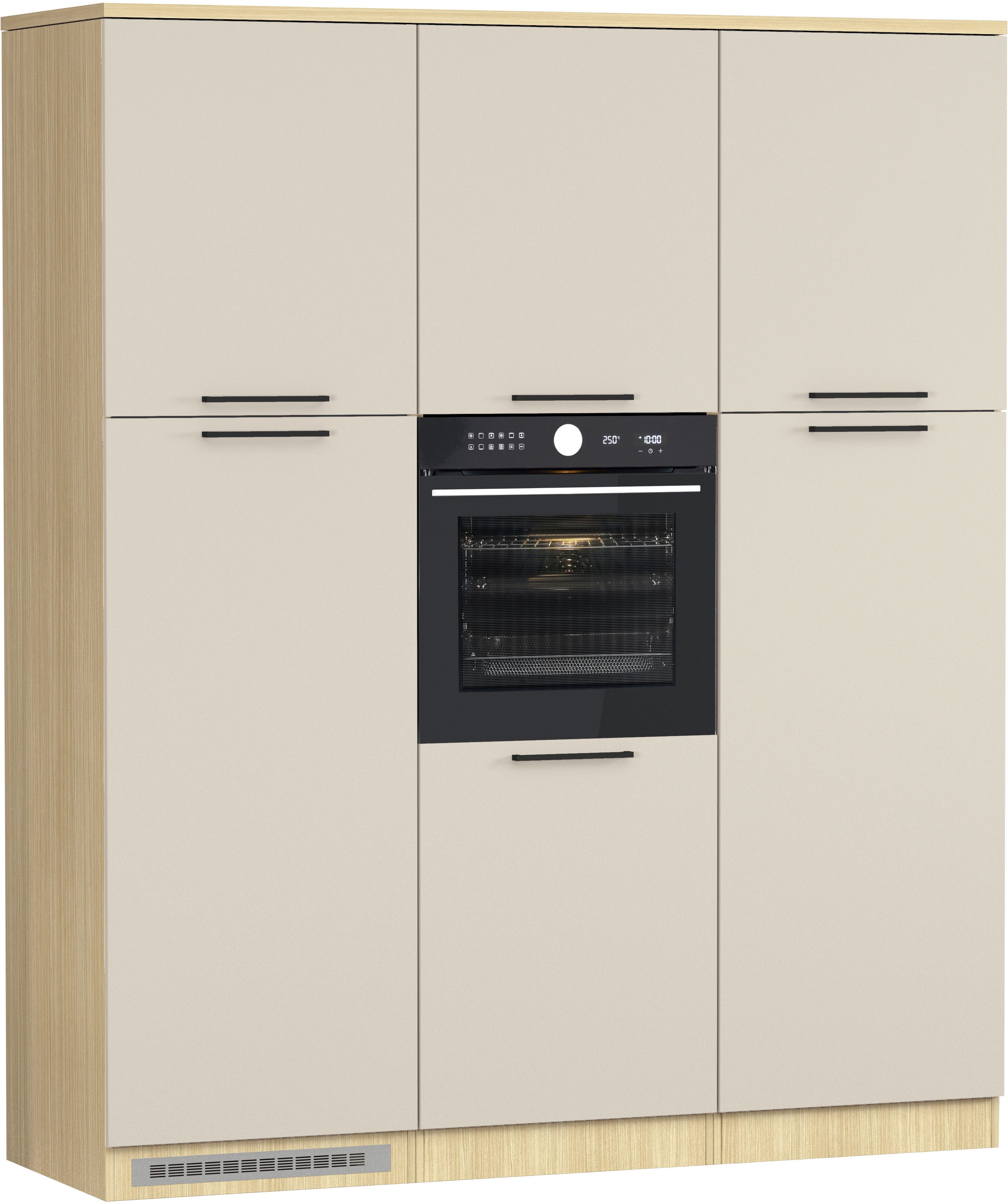 KOCHSTATION Küchenzeile Luna, Küchenblock, Kücheninsel, Hängeschrank, Made in Italy, 3er-Set, Metallgriffe, Soft-Close-Funktion, inklusive Spüle