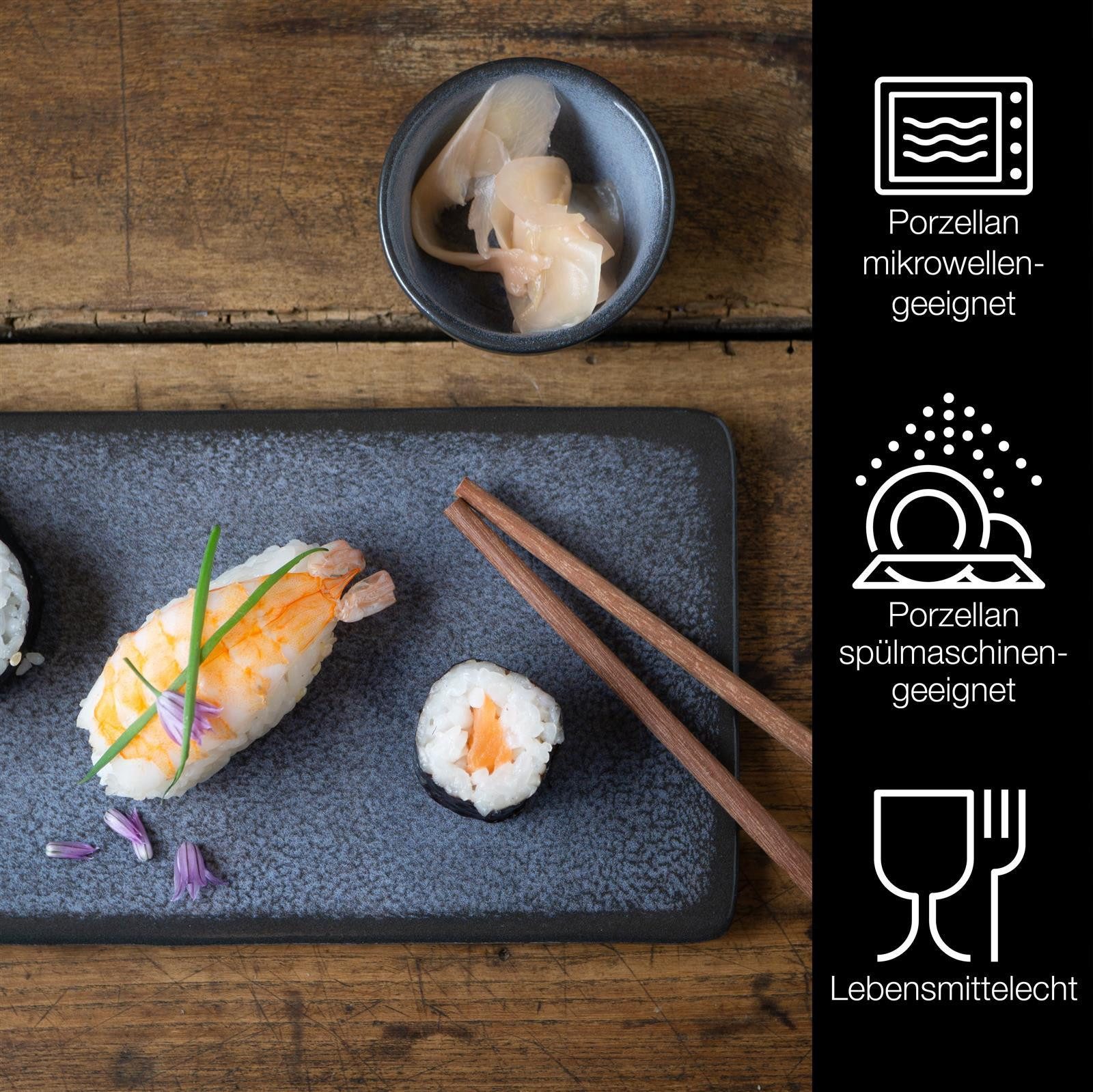 Moritz & Moritz Tafelservice VIDA Sushi Set Blau (10-tlg), 2 Personen, für 2 Personen - 10 Teile