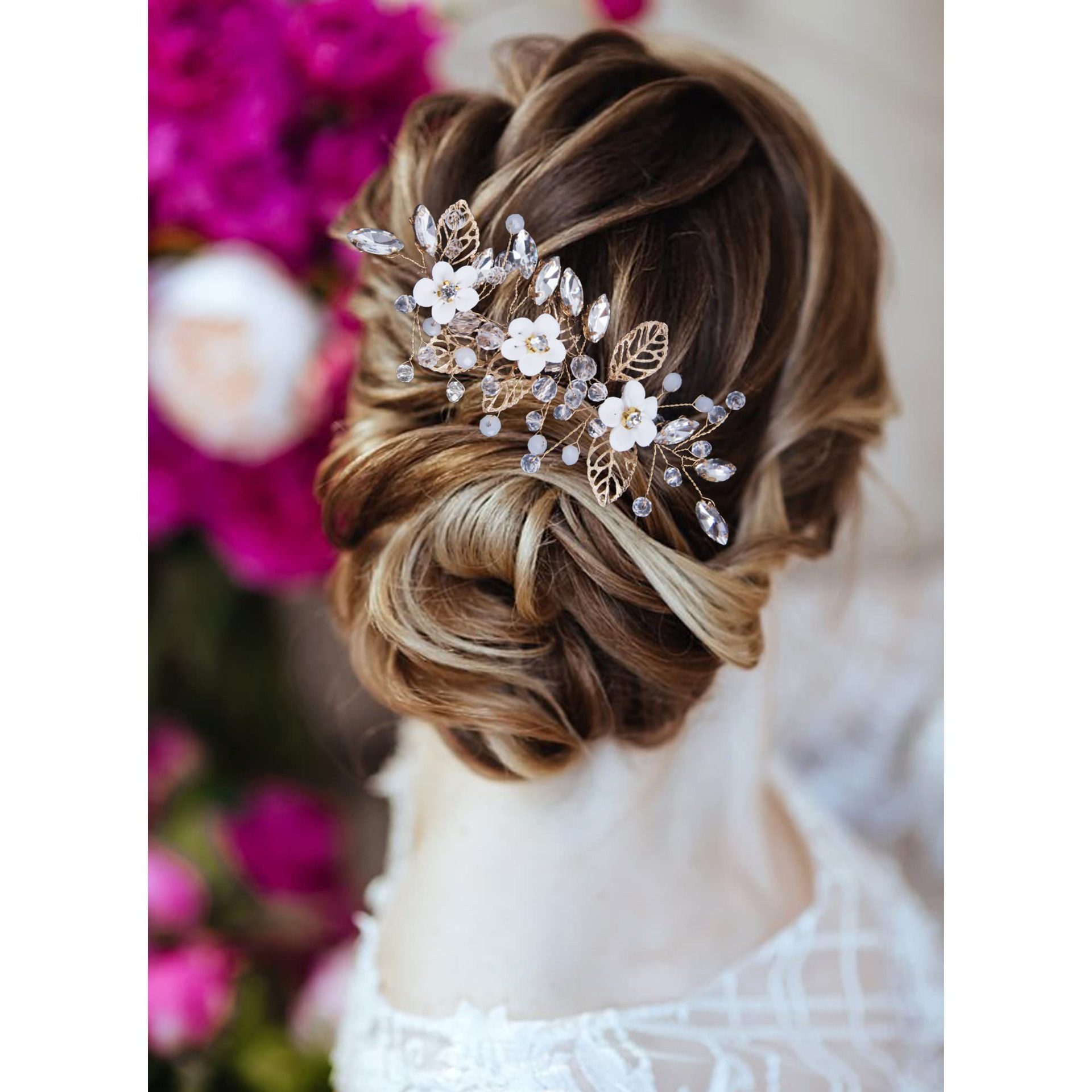 Coonoor Haarspange mit Strasssteinen, Blatt, Hochzeit, elegantes Brautschmuck