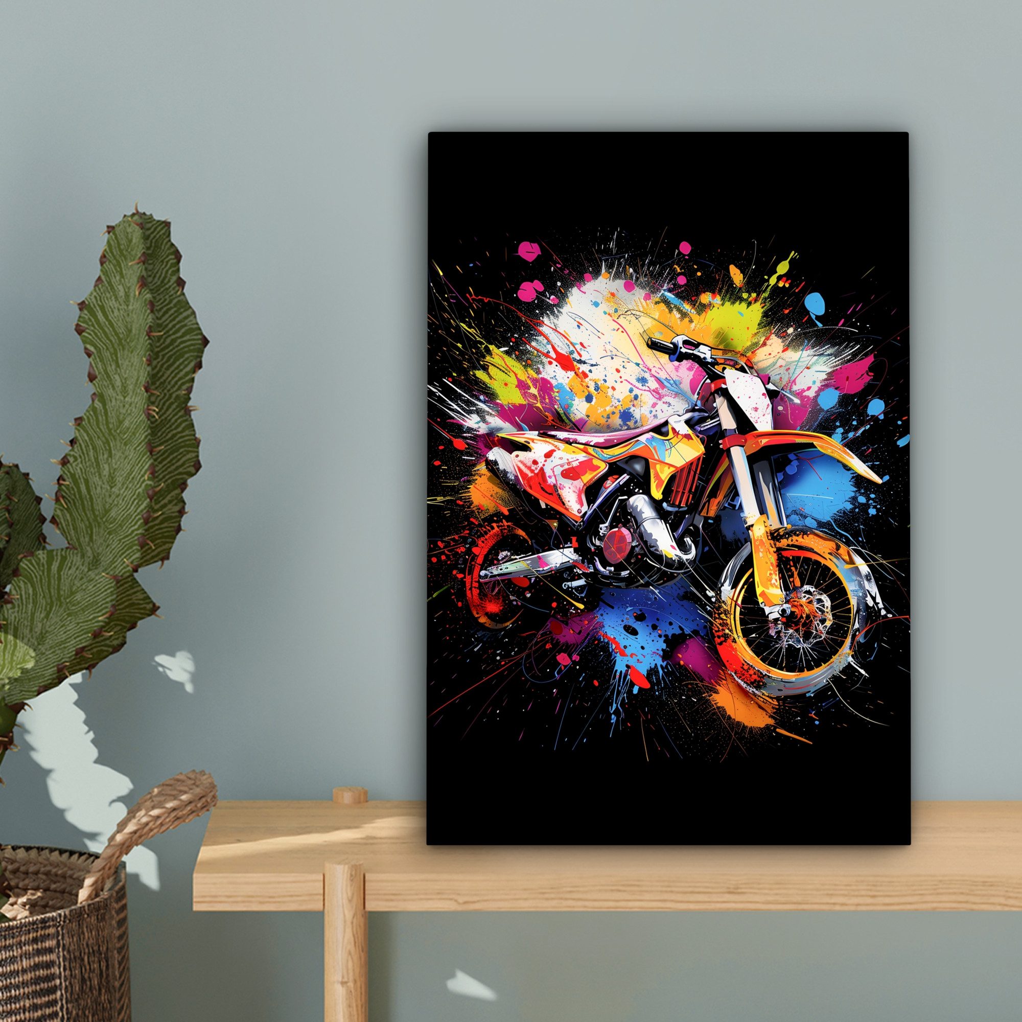 OneMillionCanvasses® Leinwandbild Graffiti - Sport - Motorrad - Motocross, Fotodruck (1 St), Leinwand Canvas Wandbild, Wanddekoration 20x30 cm – Bild 3 von 5