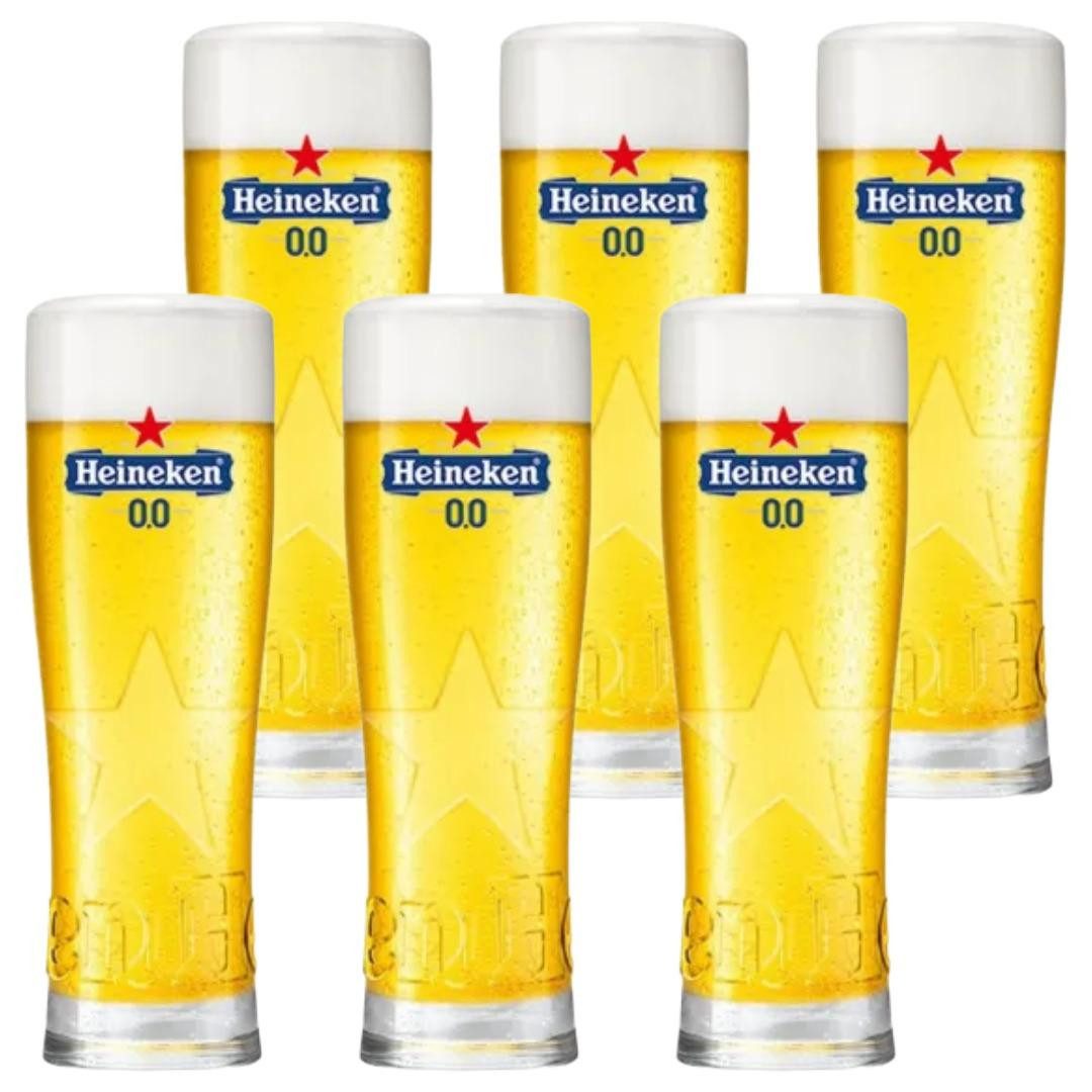 Mixcompany Gläser-Set 6x Heineken 0.0 Biergläser 0,25L geeicht – Originale Gläser alkoh