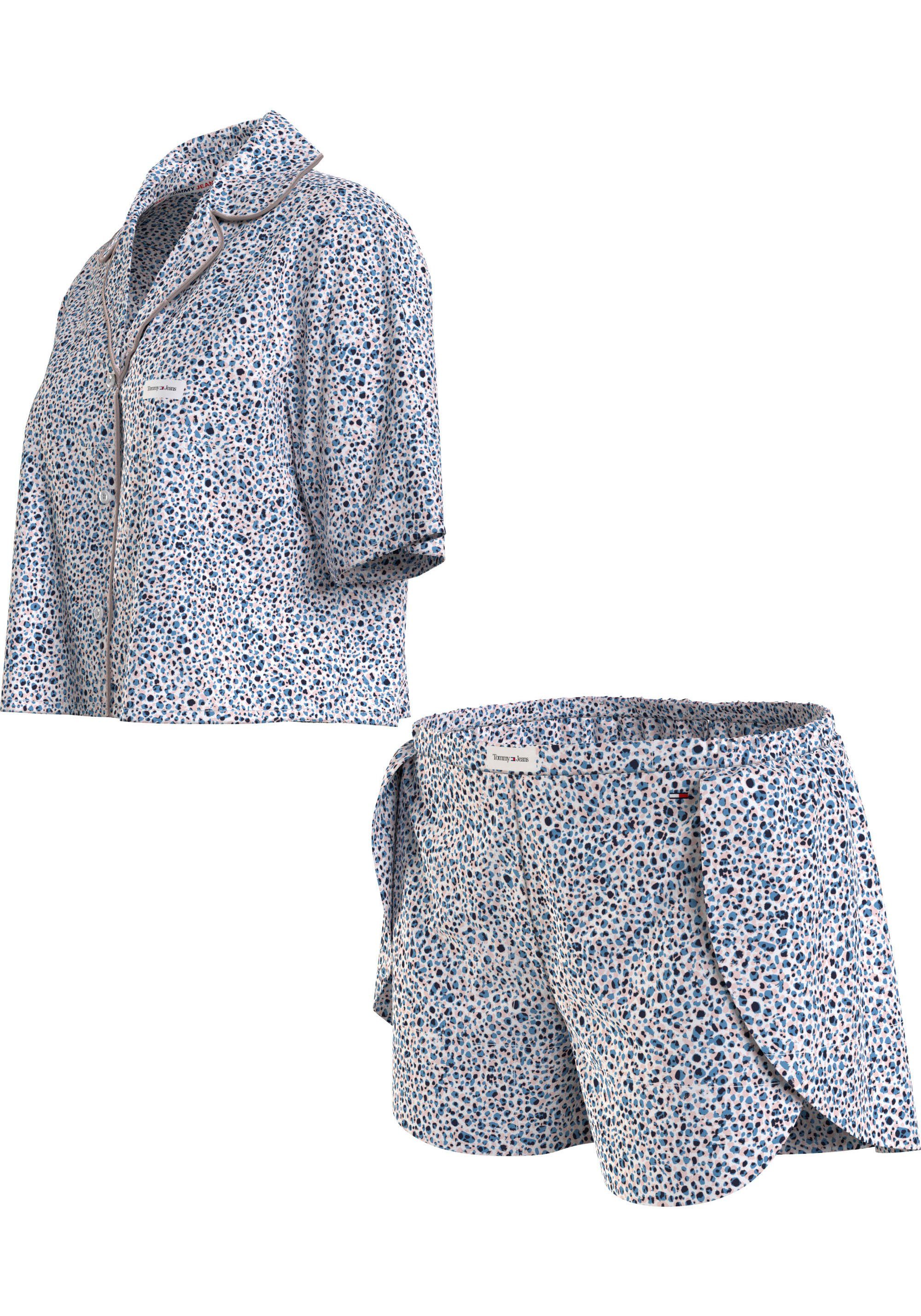 mit PJ Shorty 2 SLEEVE Underwear (Set, Markenlabel Hilfiger tlg) Hilfiger Tommy Tommy SET SHIRT SHORT PRINT