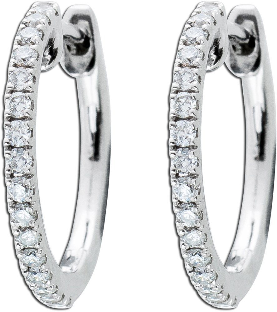 Ch.Abramowicz Paar Ohrhänger Diamant Creolen Weißgold 750 32 Diamanten 0,28ct TW/VSI