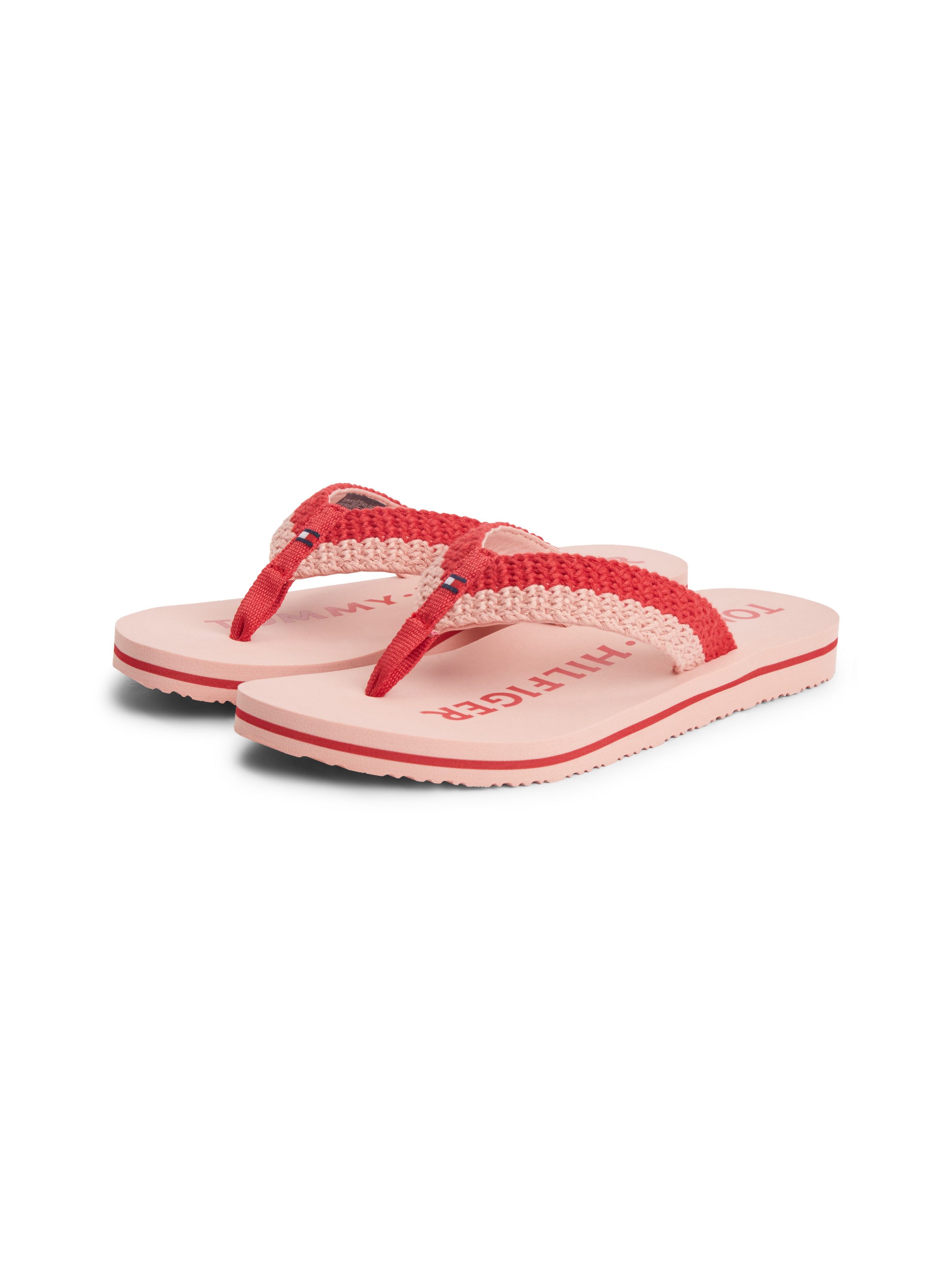 Tommy Hilfiger TH CROCHET SUMMER SANDAL Zehentrenner Dianette, Strandschuh in sommerlicher Häkeloptik
