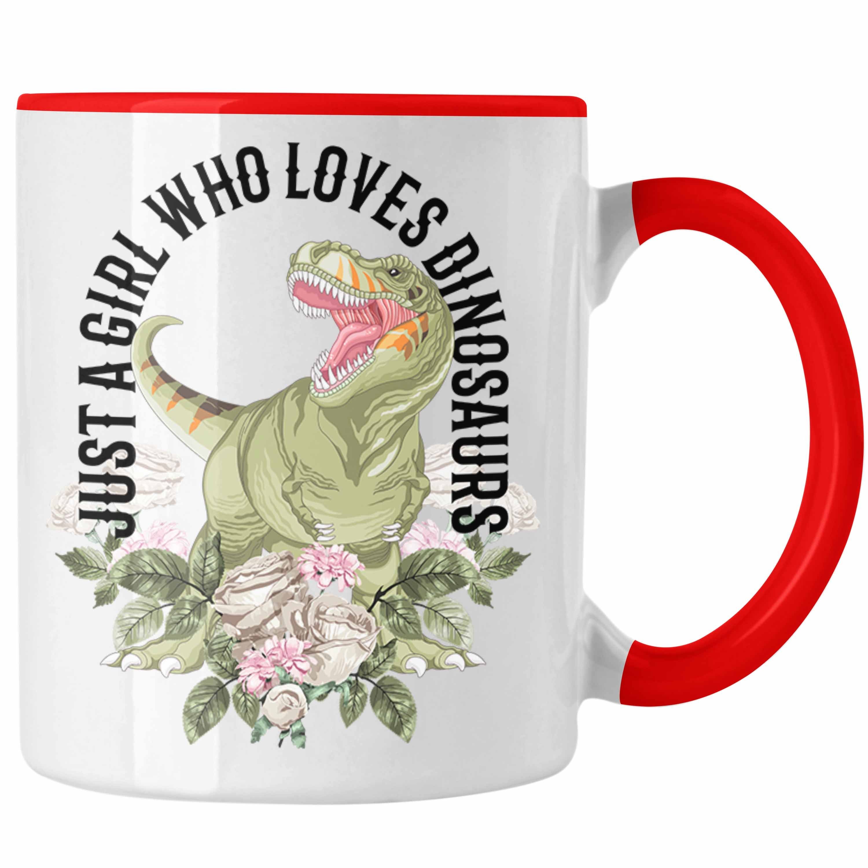 Trendation Geschenk Loves Rot Trendation Girl Dinosaurs Who Tasse A Just Dinosaurier Paläontologin - Tasse Frauen