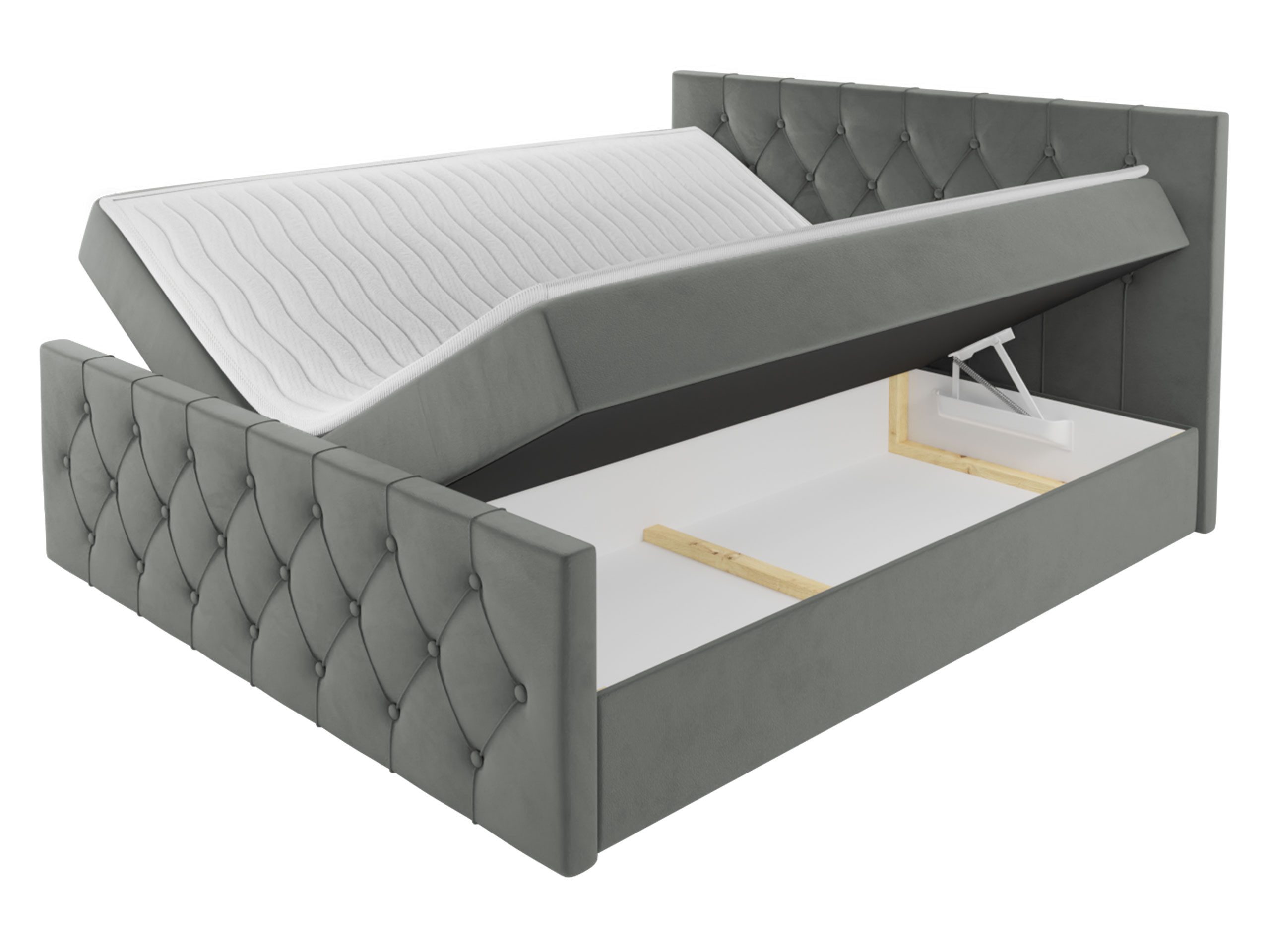 MIRJAN24 Boxspringbett Sky Lux (Matratze, Topper, Polsterkopfteil und Fußteil), Doppelbett mit 2 Bettkästen, Bettgestell