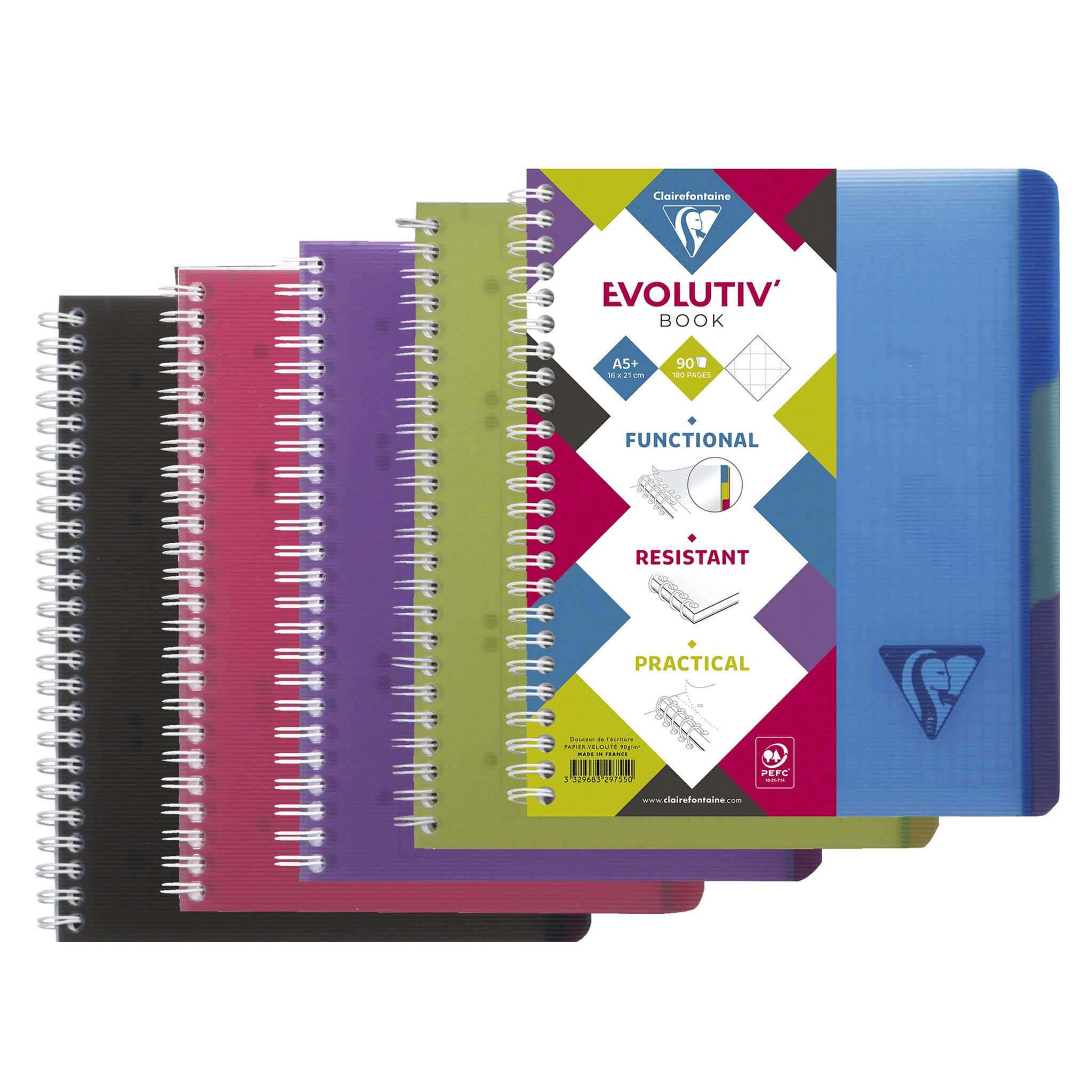 CLAIREFONTAINE Notizbuch Clairefontaine Evolutiv Book A5+ Kar Rd 90Bl int sort