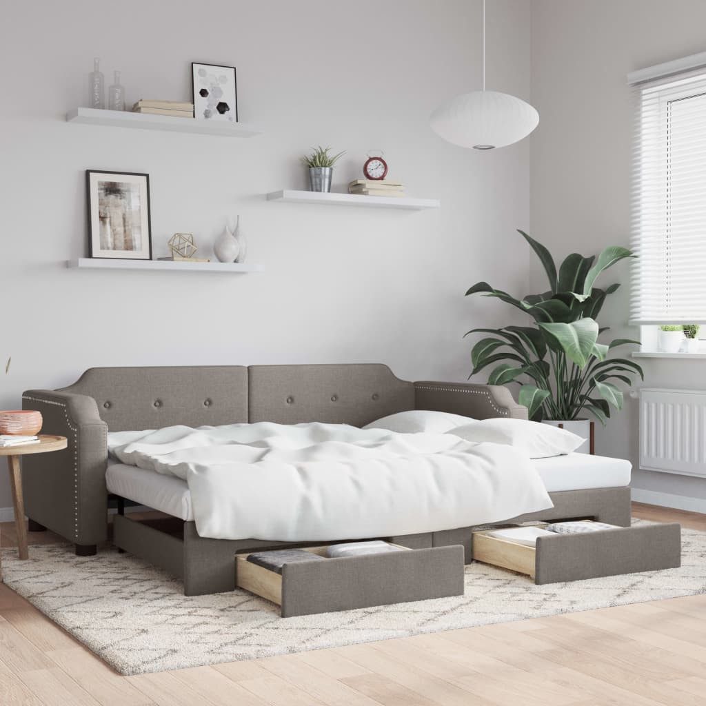 vidaXL Gästebett Gästebett Tagesbett Ausziehbar mit Schubladen Taupe 90x200 günstig online kaufen