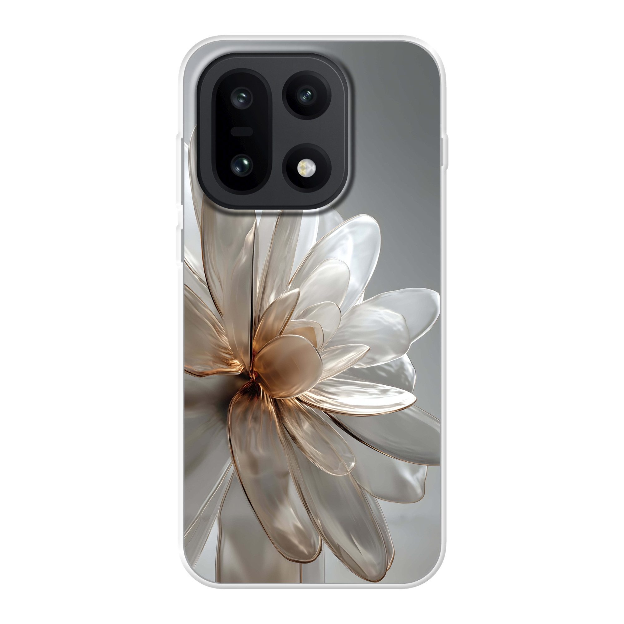 MuchoWow Handyhülle für OnePlus 15 Blume - Weiß - Neutral, Phone Case, Silikon, Schutzhülle Dünn