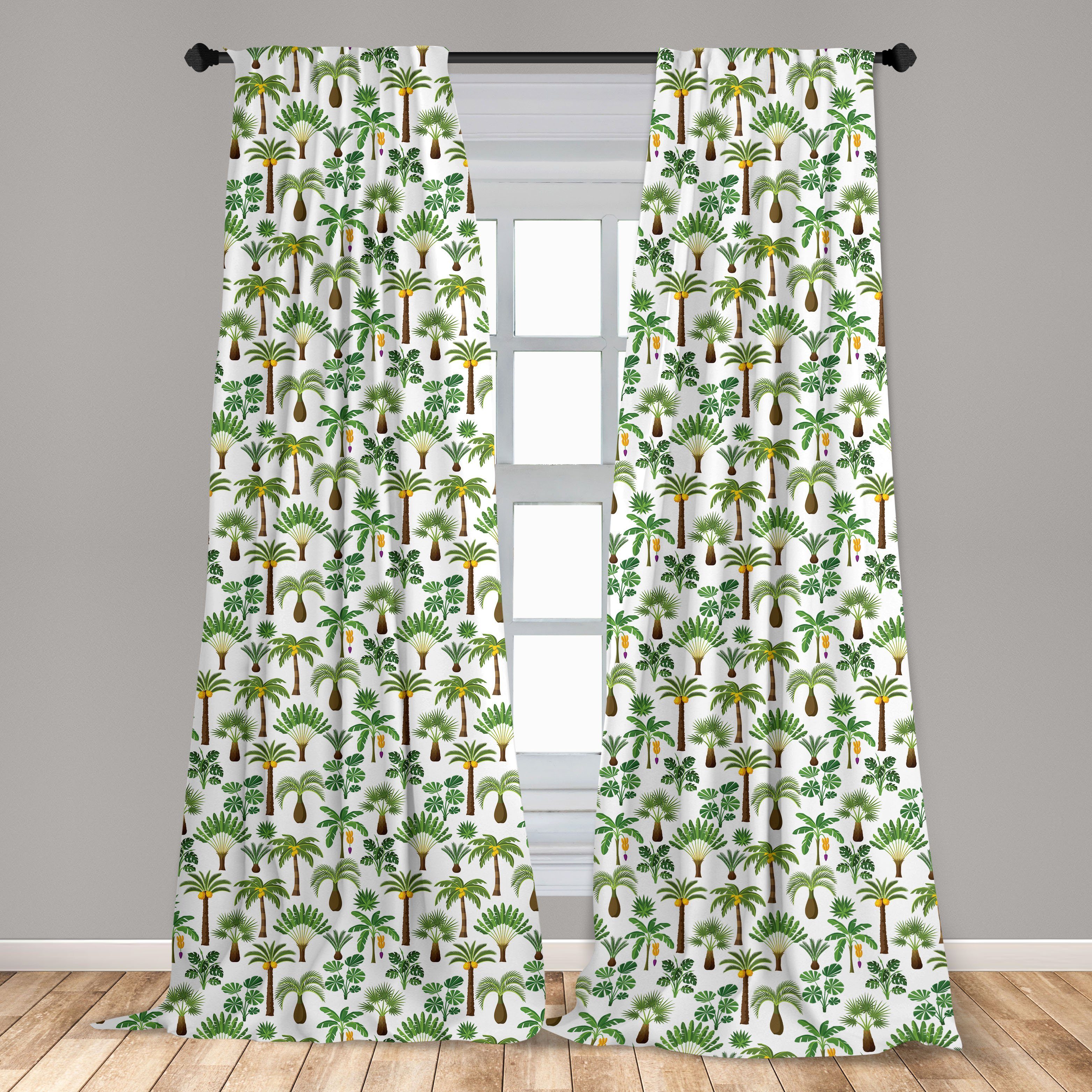 Gardine Vorhang für Wohnzimmer Schlafzimmer und Pflanzen Microfaser, Dekor, Abakuhaus, Exotische Tropisch Bäumen