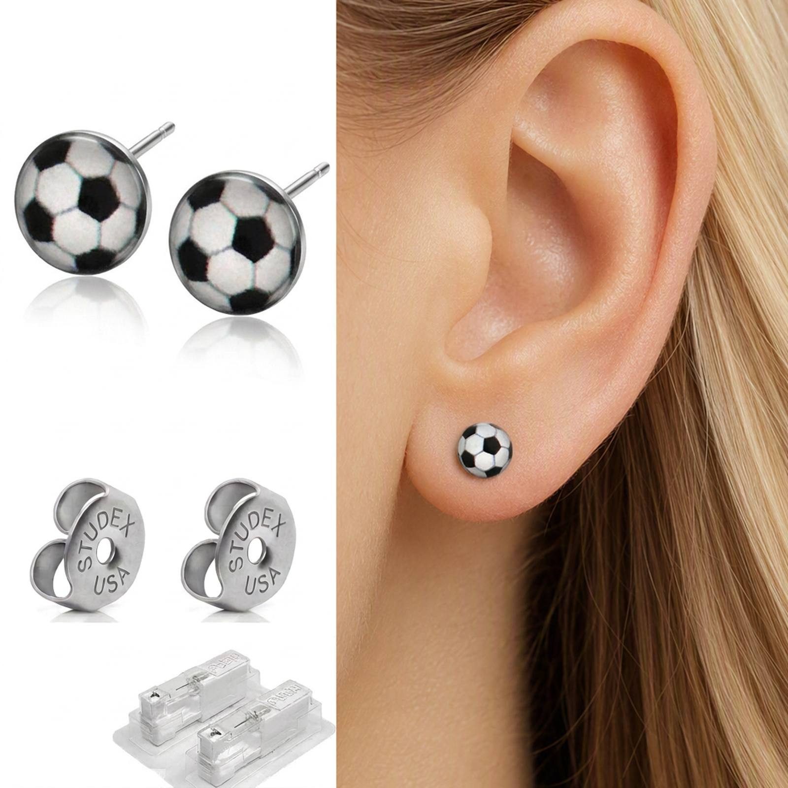 Studex Paar Ohrstecker Medizinische Ohrstecker Erstohrstecker Fußball Studex System 75