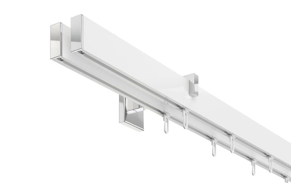 DécoProfi Innenlaufschiene Gardinenstange eckig SHORT 2-läufig, Wandträger, günstig online kaufen