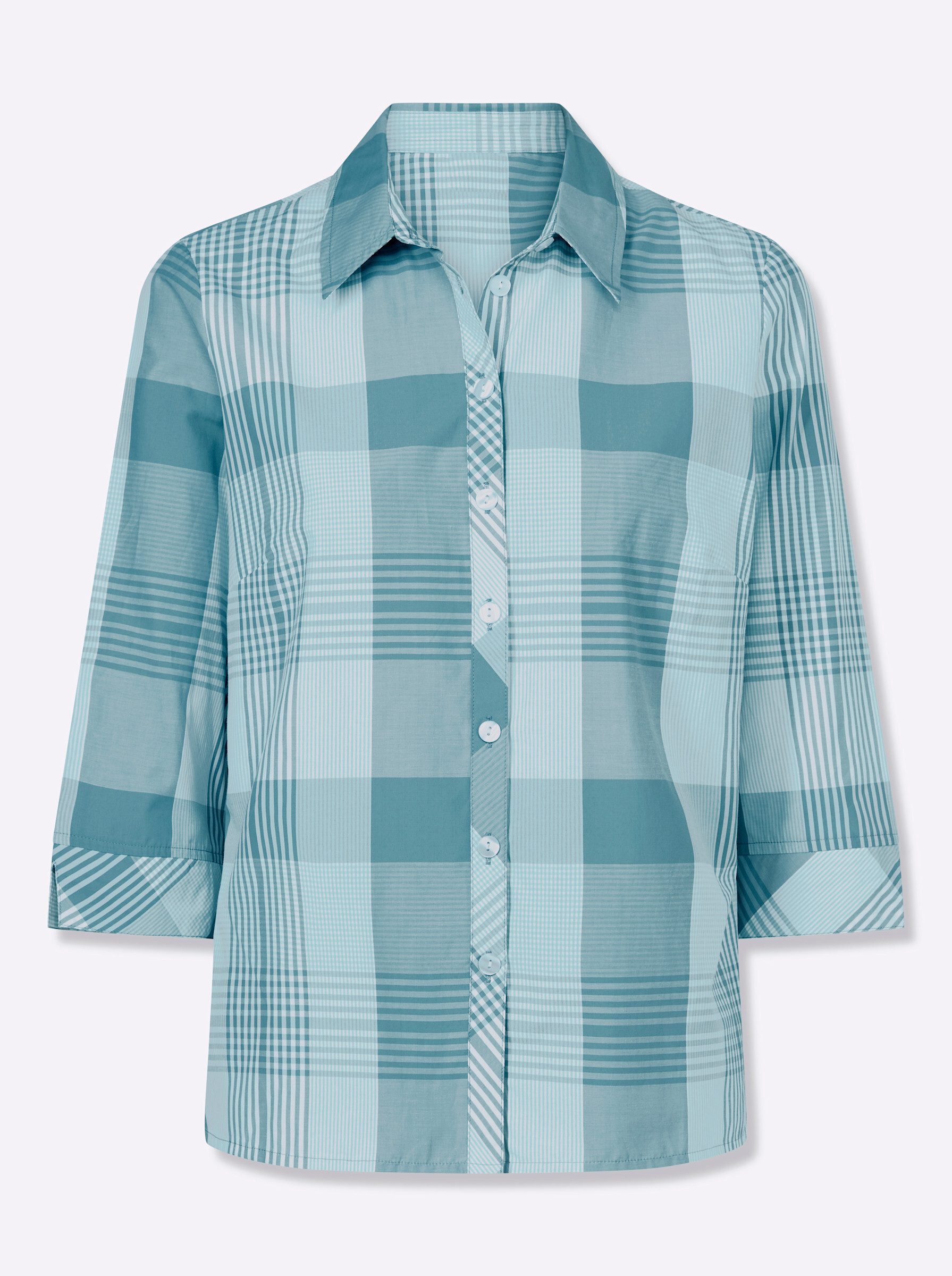 Sieh an! Klassische Bluse Karo-Bluse 3/4-Arm