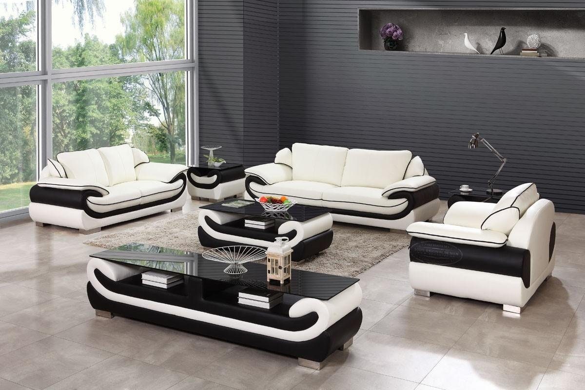 Design, Sitzer in Garnitur Wohnlandschaft JVmoebel Couch Europe Beige/Schwarz 3+1+1 Ledersofa Made Sofa