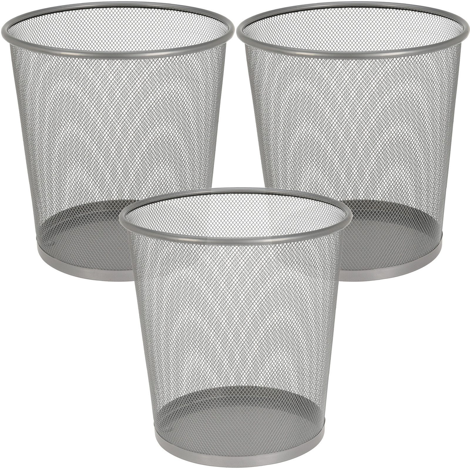 Koopman Papierkorb Papiereimer Мусорные урны Büroeimer Papiermülleimer, 3 Stk, 26,5x28cm, 19 L, Metall, Gitter