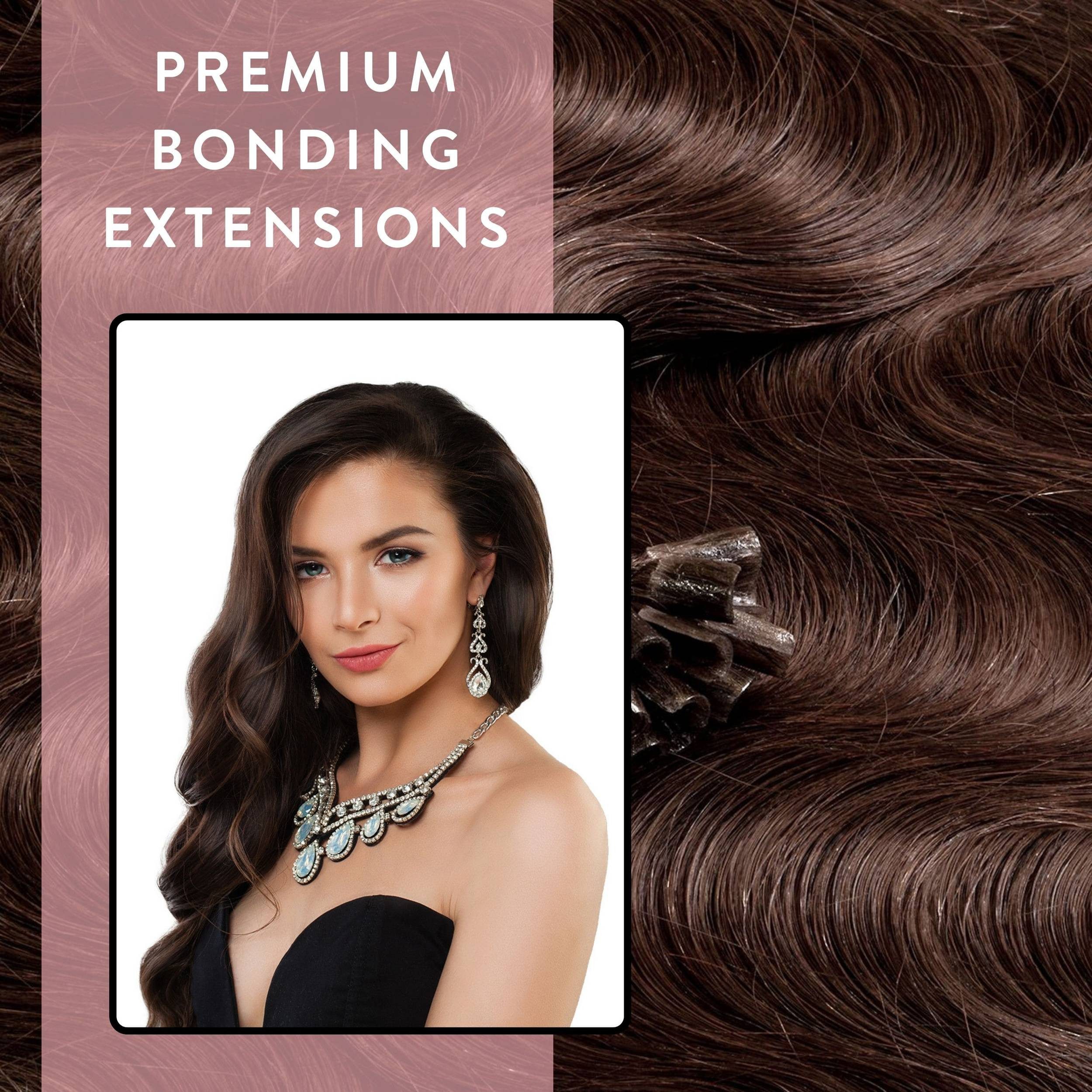 hair2heart Echthaar-Extension Premium Bondings gewellt #6/3 Dunkelblond Gold 40cm