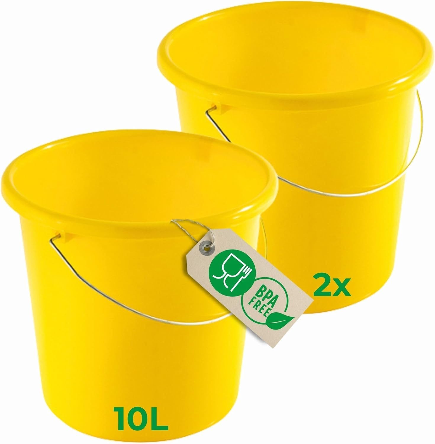 Novaliv Putzeimer 30948-2x, (2-tlg), Novaliv 2 Stück Eimer 10L Gelb mit Maßeinteilung - Putzeimer 10 Liter