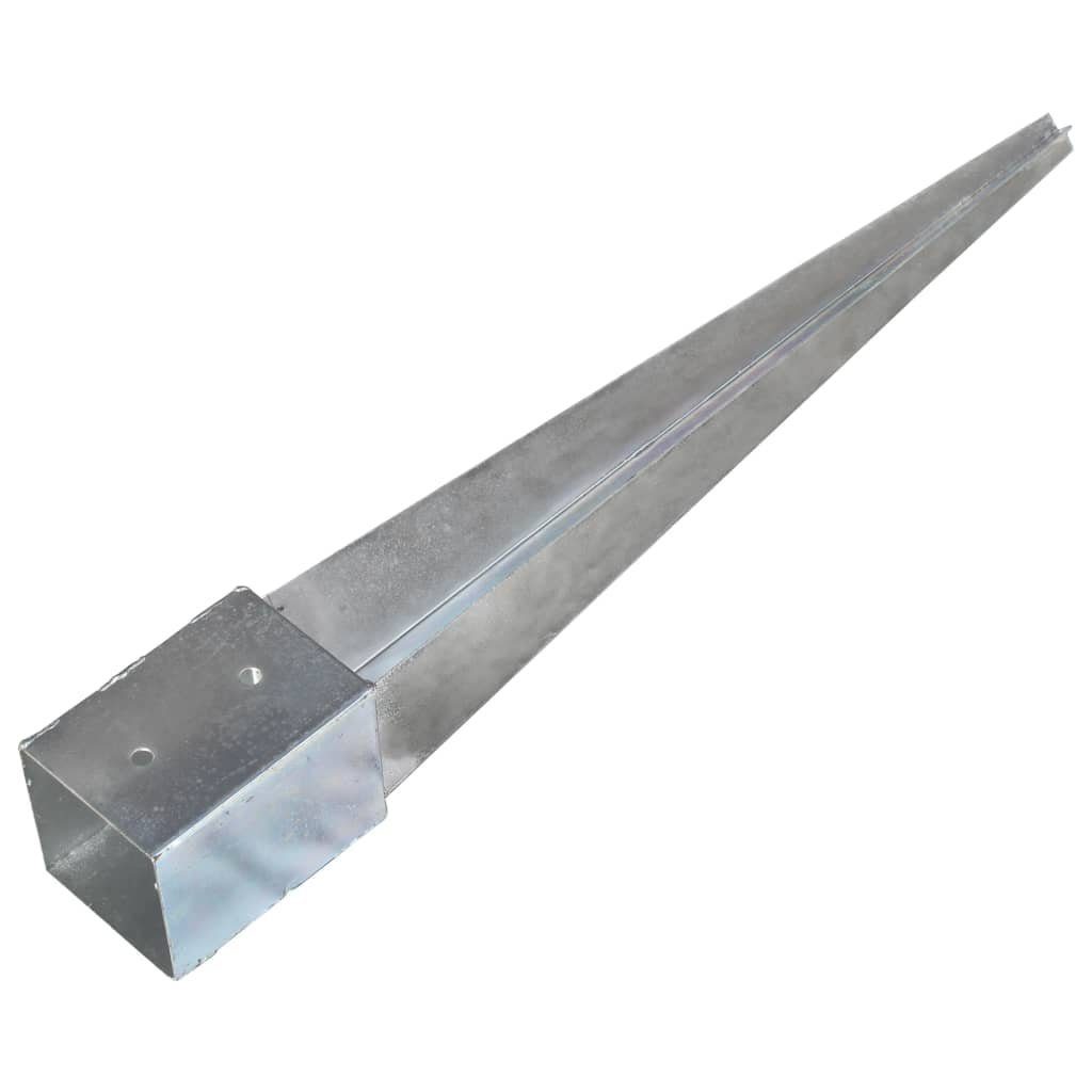 12 10×10×76 Stahl, Silbern Verzinkter H-Pfostenanker (12-St) vidaXL Erdspieße Stk. cm