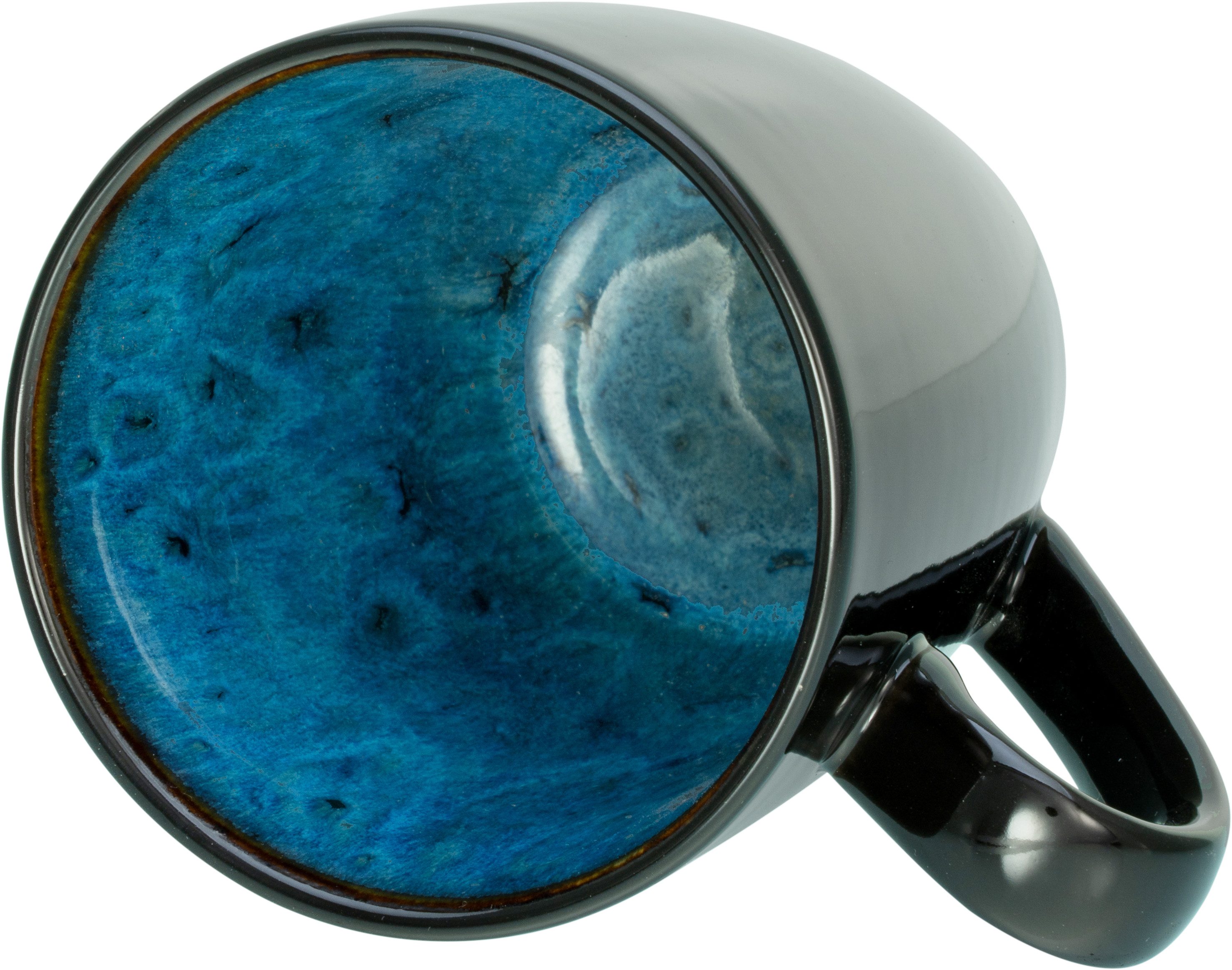 CreaTable Kombiservice Geschirr-Set Capri (16-tlg), 4 Personen, Steinzeug, Service, intensiv blaue Reaktivfarbe, Bicolor, 16 Teile für 4 Personen