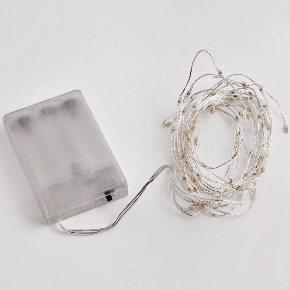 Koopman Drahtlichterkette Micro Warmweiß LED 1m Kabellos Deuba Biegsam Batterie Lichterkette, 20
