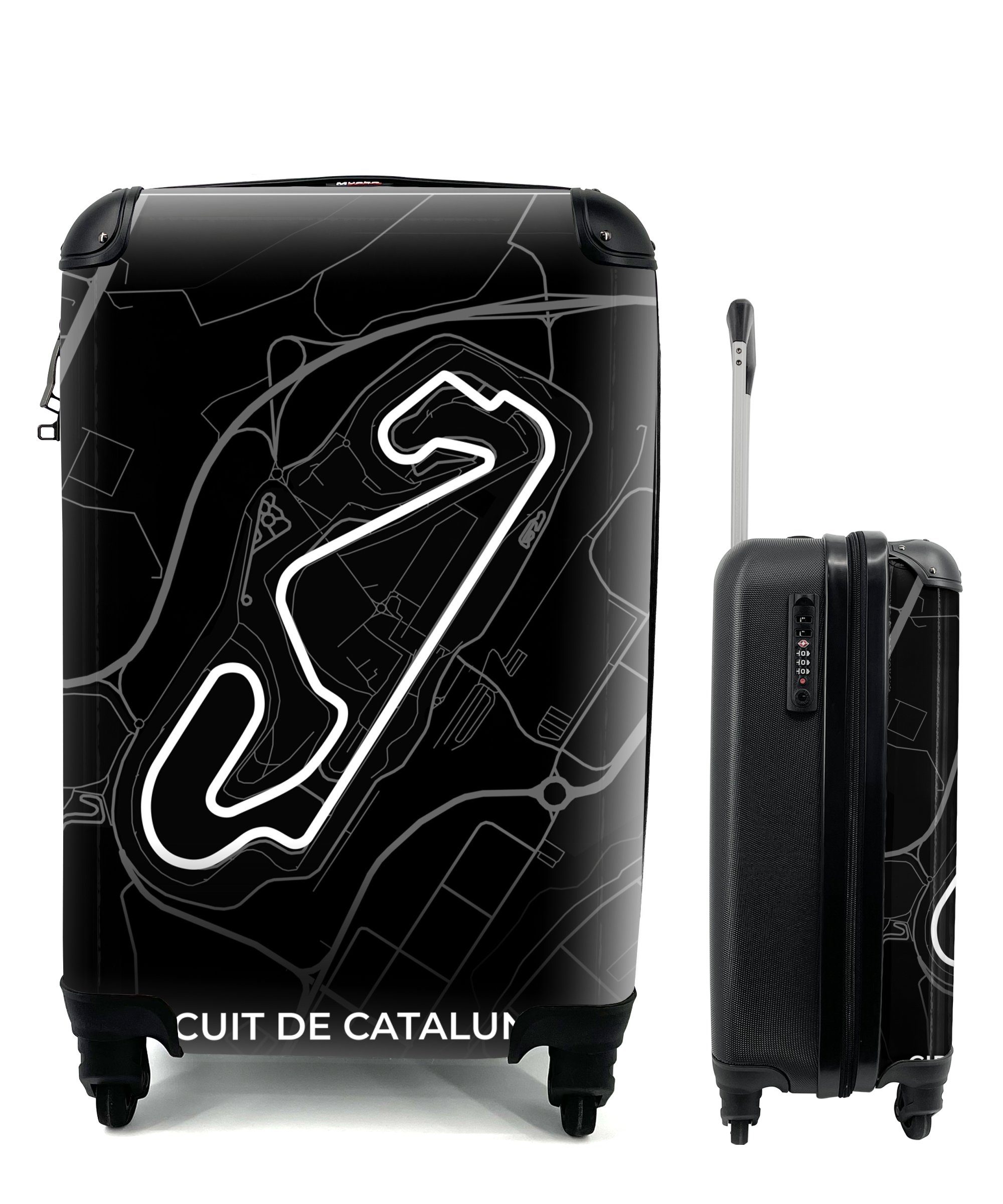 MuchoWow Handgepäckkoffer F1 - Rennstrecke - Circuit de Barcelona-Catalunya - Rennstrecke -, 4 Rollen, Reisetasche mit rollen, Handgepäck für Ferien, Trolley, Reisekoffer