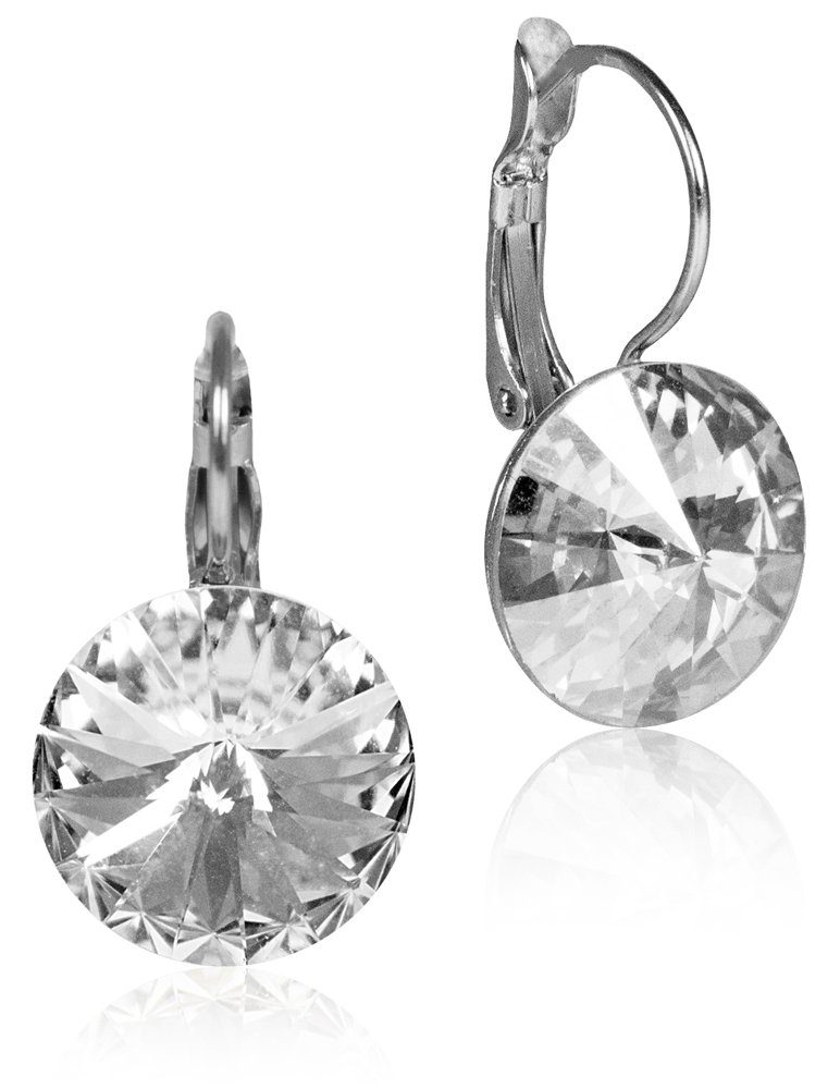 LUISIA® Paar Ohrhänger Silberne Ohrringe "Rivoli" mit 12 mm Kristallen von Swarovski® (2-tlg., inkl. Schmuckbox)