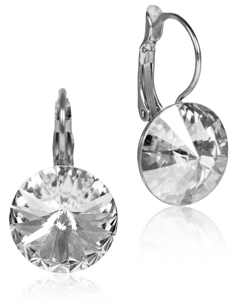 LUISIA® Paar Серьги Silberne Серьги "Rivoli" mit 12 mm Kristallen von Swarovski® (2-tlg., inkl. Schmuckbox), Große Farbauswahl