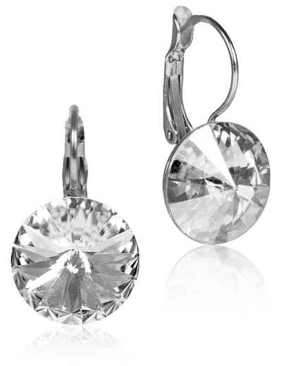 LUISIA® Paar Ohrhänger Silberne Ohrringe "Rivoli" mit 12 mm Kristallen von Swarovski® (2-tlg., inkl. Schmuckbox)
