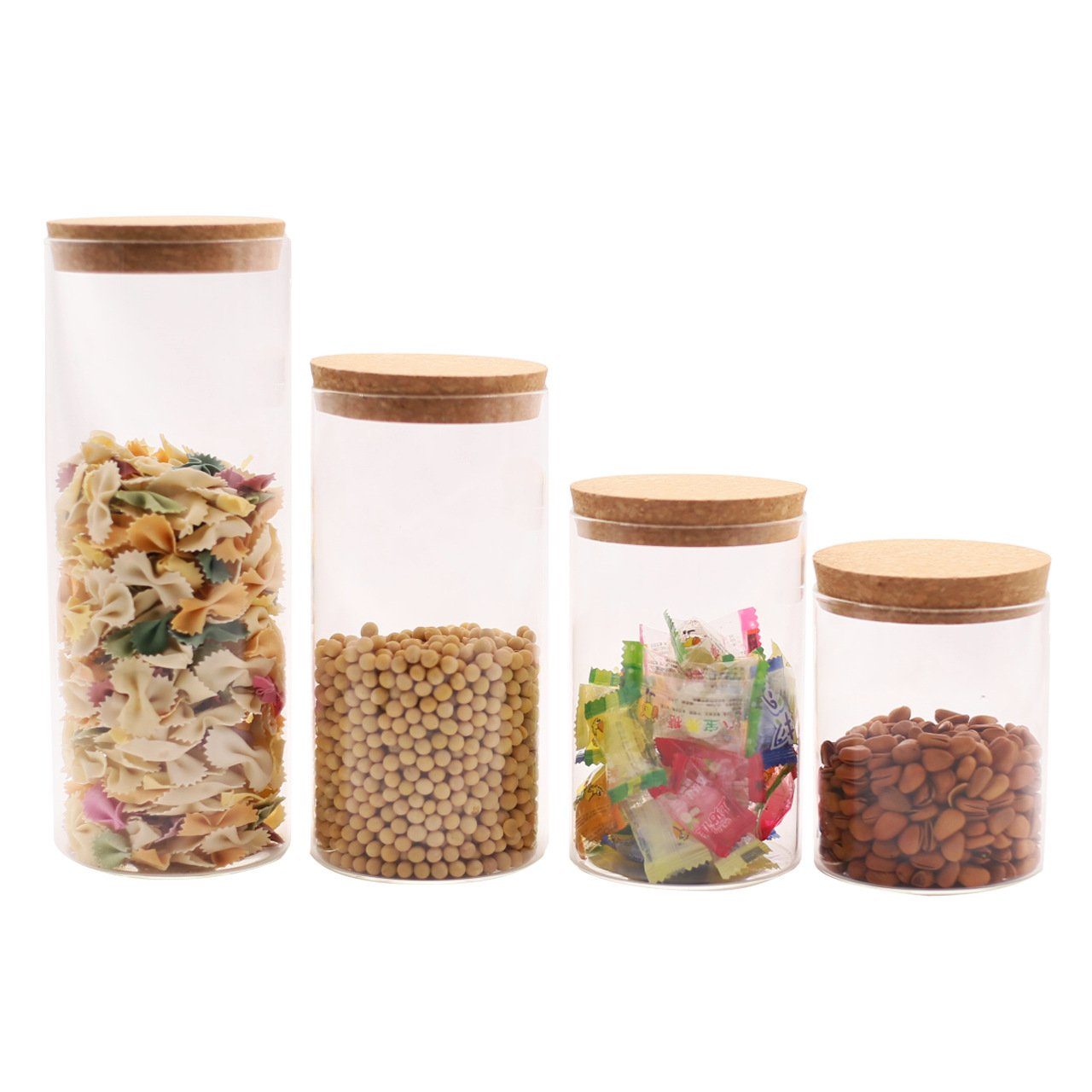 Lebensmittel (4-tlg) Glasbehälter 4er Set, Lagerung HIBNOPN für Küche Vorratsglas Vorratsdosen-Glas