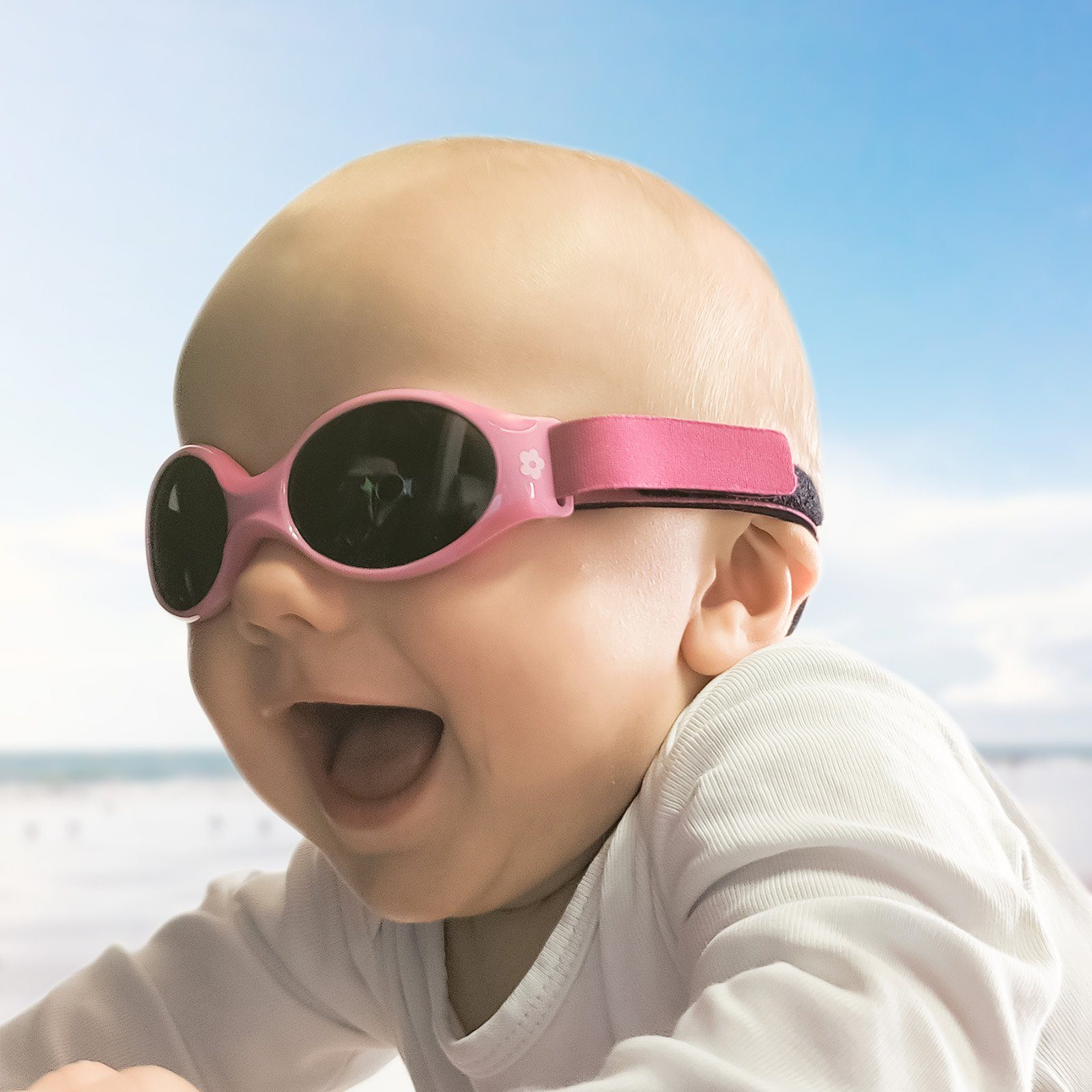 & ActiveSol - Sonnenbrillen Sonnenbrille verstellbar Baby 0-2 Lotuseffekt, supersoft, Mädchen, Polarisierte Gläser mit SUNGLASSES Blume premium pink EXPLORER, Jahre Jungen