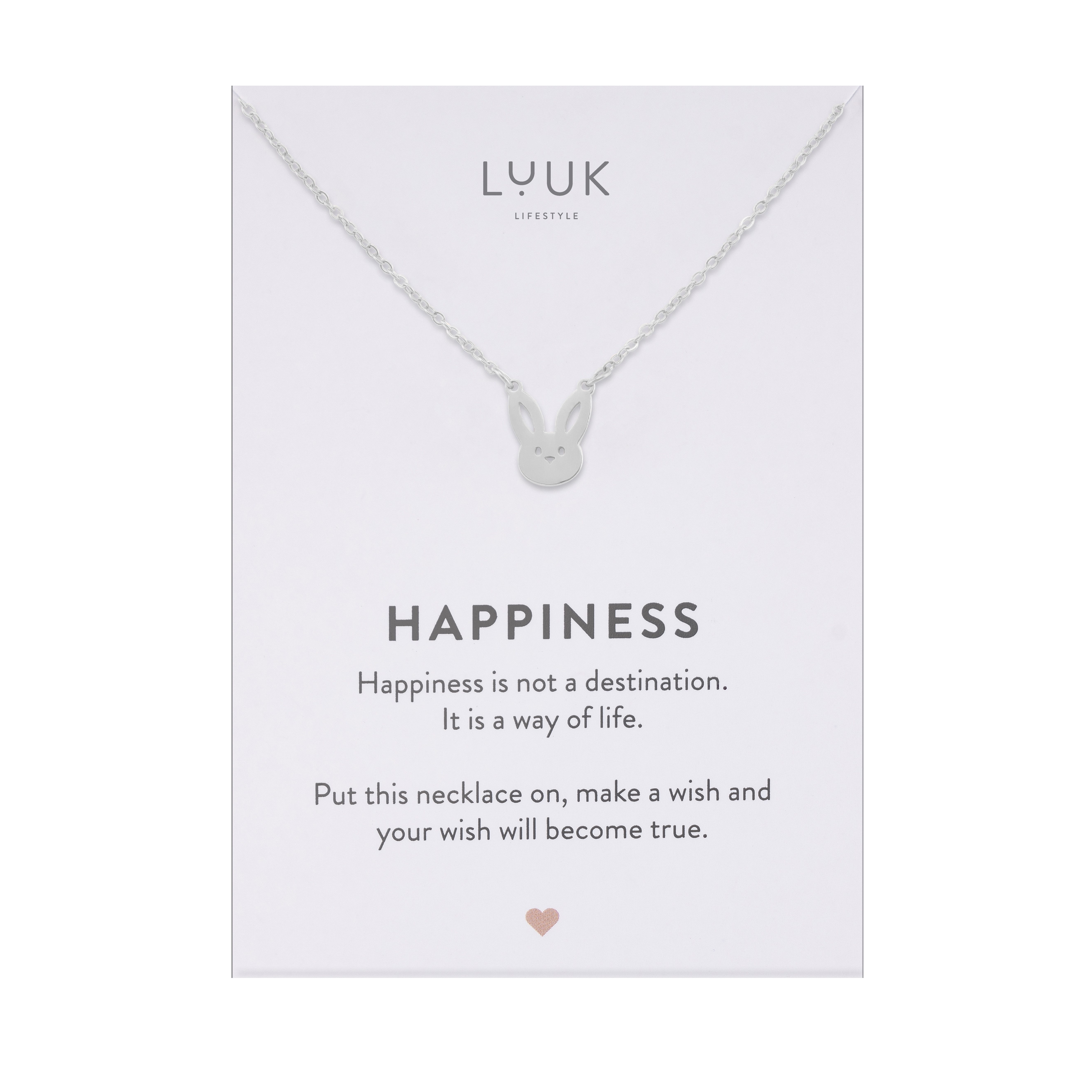 LUUK LIFESTYLE Kette mit Anhänger Hasen, mit HAPPINESS Spruchkarte, schick und dezent
