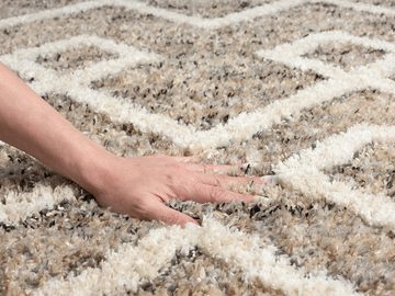 Hochflor-Teppich Vera Handmade-Look Super Weicher Teppich, 3D Effek, the carpet, Rund, Höhe: 30 mm, Wohnzimmer, Schlafzimmer, Fransen, Hochwertig