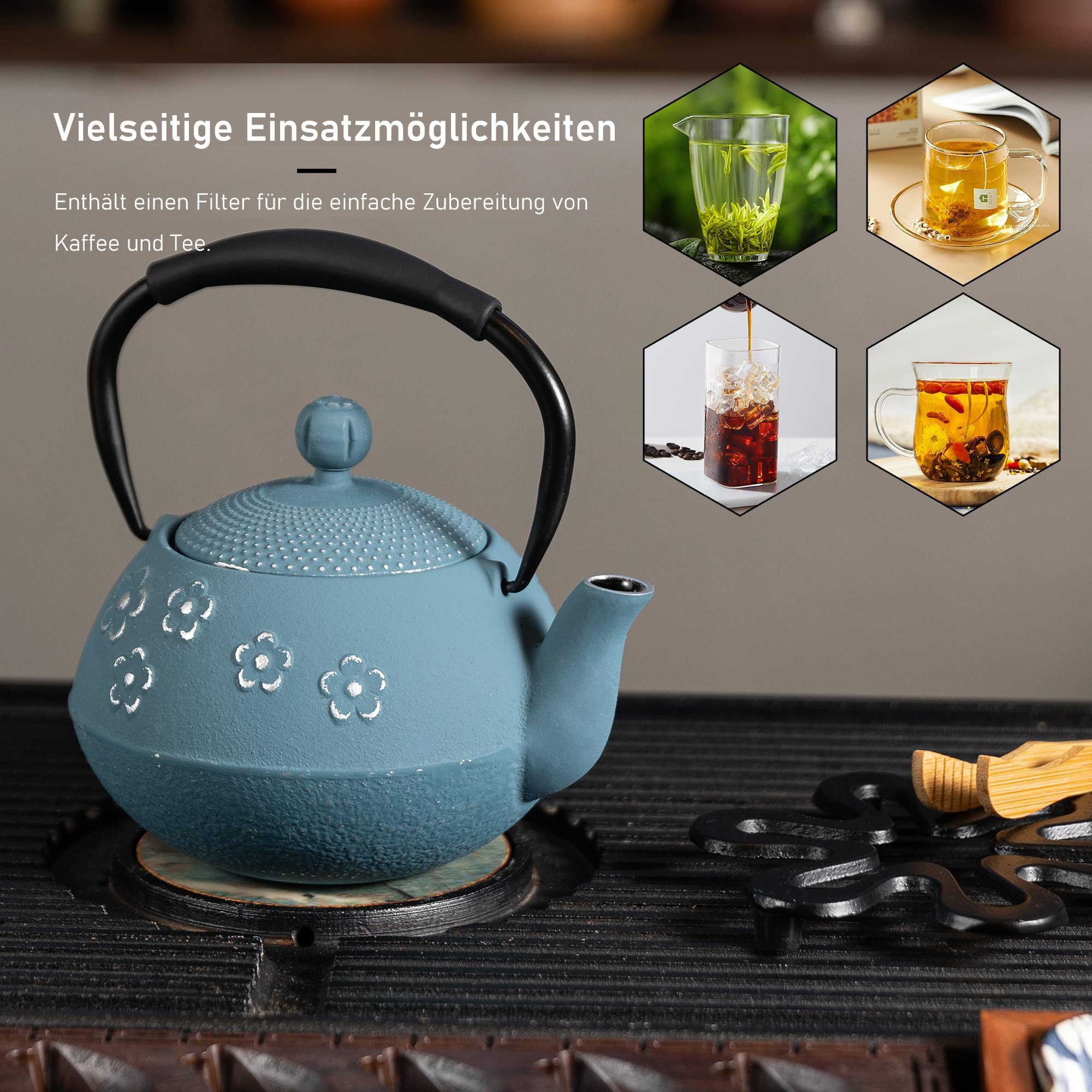 Vankel Teekanne Vielseitige Gusseisen Teekanne Kollektion mit Edelstahlfilter
