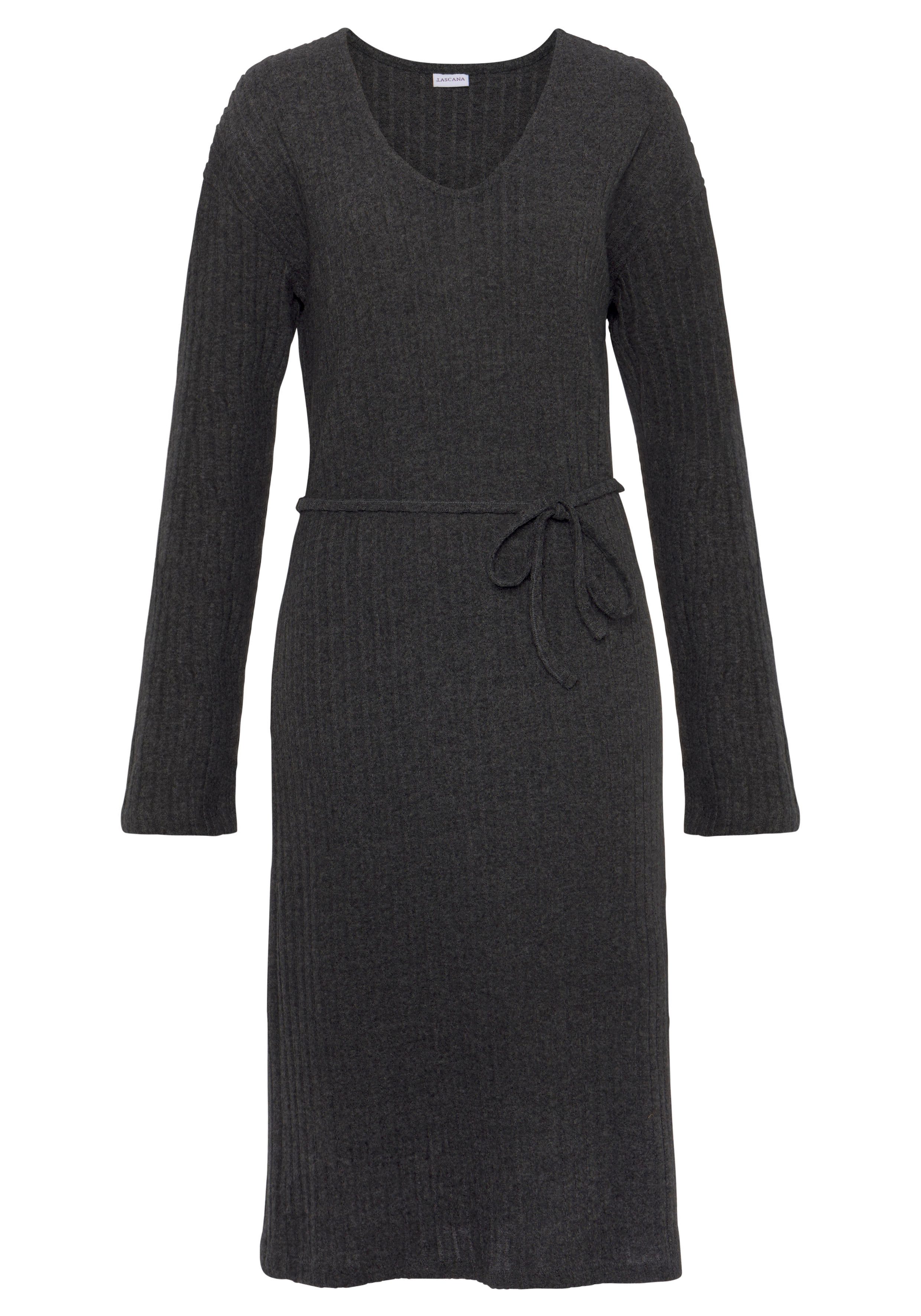 LASCANA Strickkleid Lounge-/ Rippkleid mit weiten Ärmeln und Taillenband, Loungewear. € 49,99