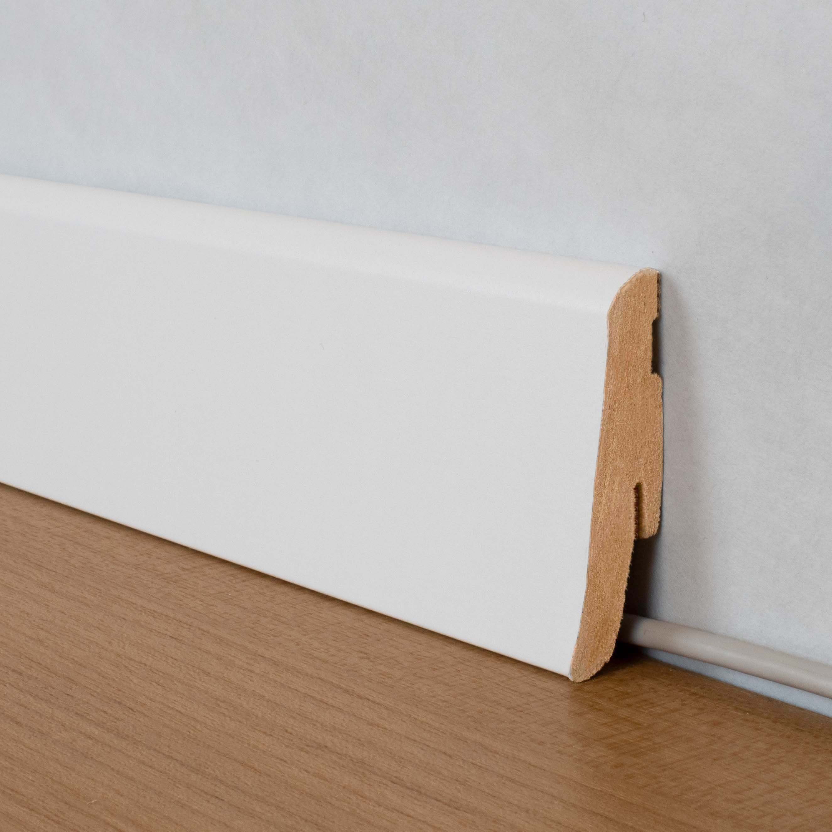 PROVISTON Sockelleiste MDF, 19 x 58 x 2400 mm, Weiß, Fußleiste, MDF foliert, L: 240 cm