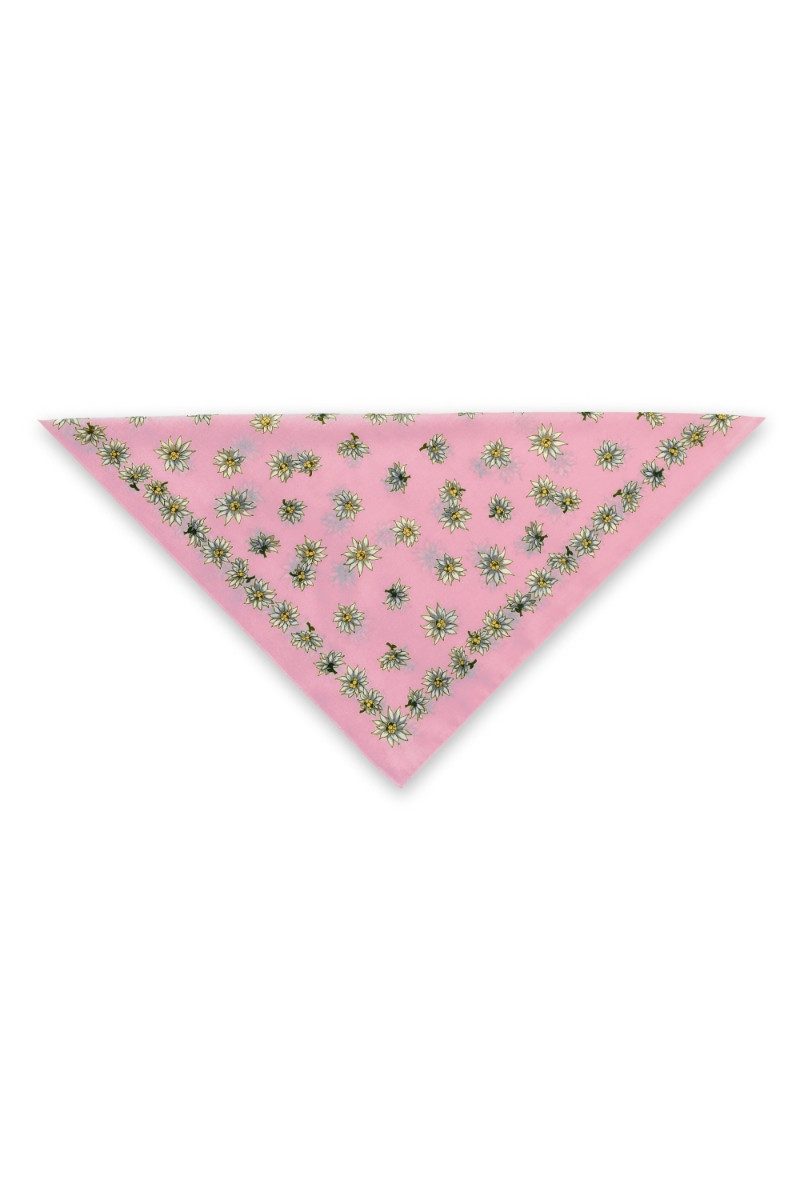 Luise Steiner Halstuch Trachtentuch - ALPENBLUME - eisblau, natur, rosa, schwarz – Bild 2 von 3