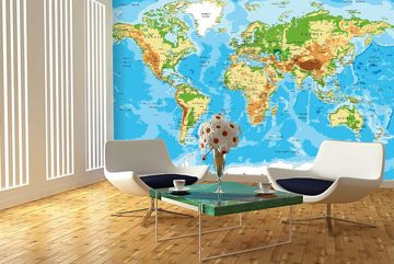 WandbilderXXL Fototapete Physical Worldmap, glatt, Weltkarte, Vliestapete, hochwertiger Digitaldruck, in verschiedenen Größen